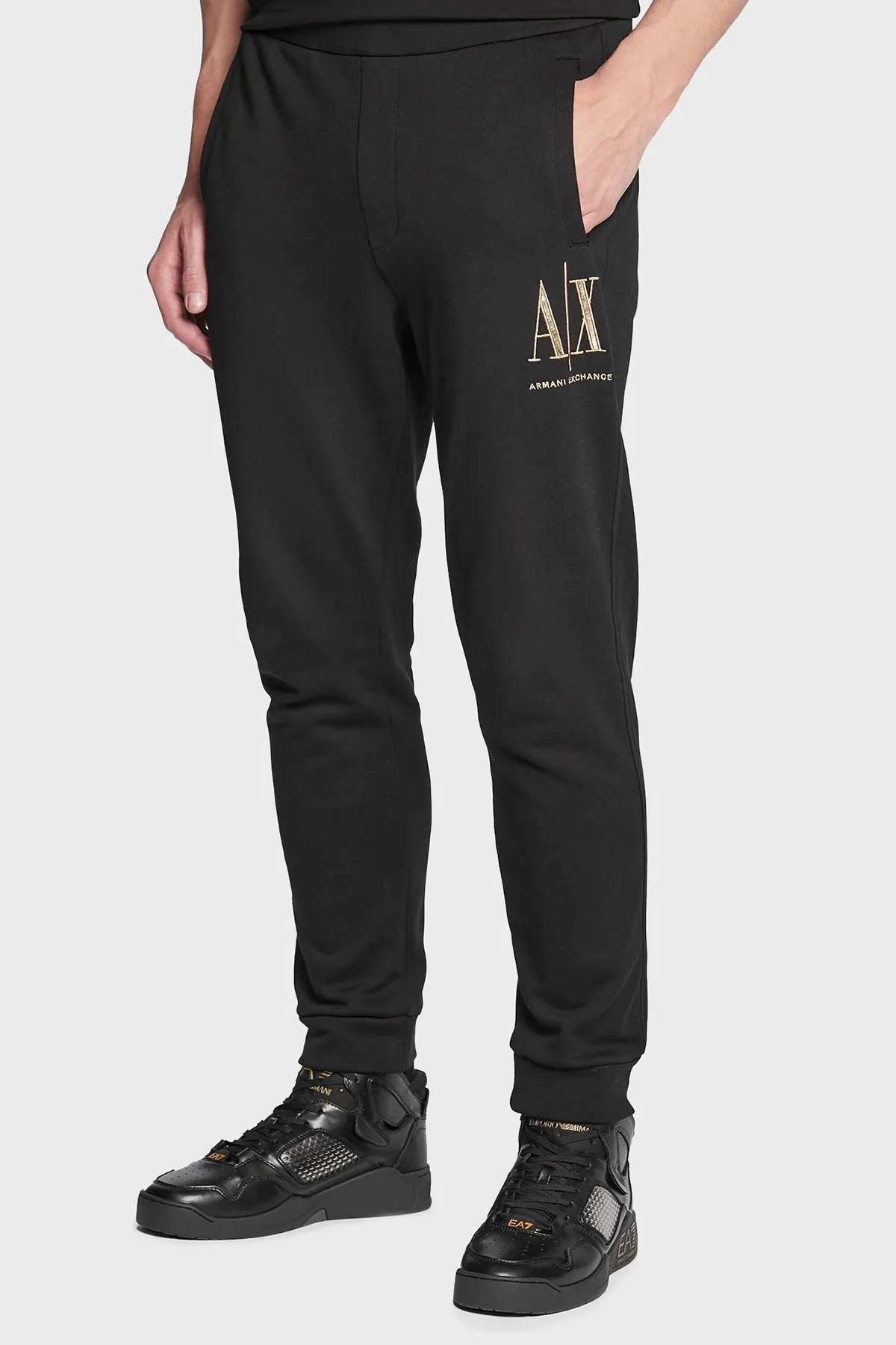 Armani Exchange % 100 Pamuk Regular Fit Jogger Spor Erkek Pantolon 8NZPPQ ZJ1ZZ 1200 SİYAH - 1