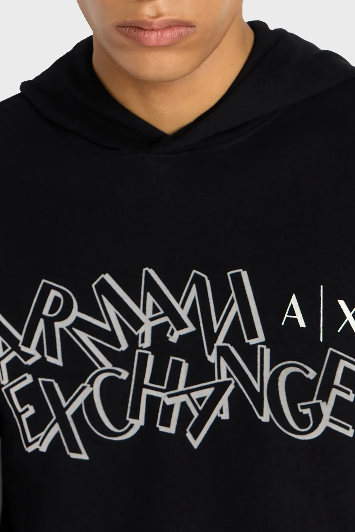 Armani Exchange % 100 Pamuk Regular Fit Kapüşonlu Erkek Sweat 6RZMBB ZJBWZ 1200 SİYAH - 3