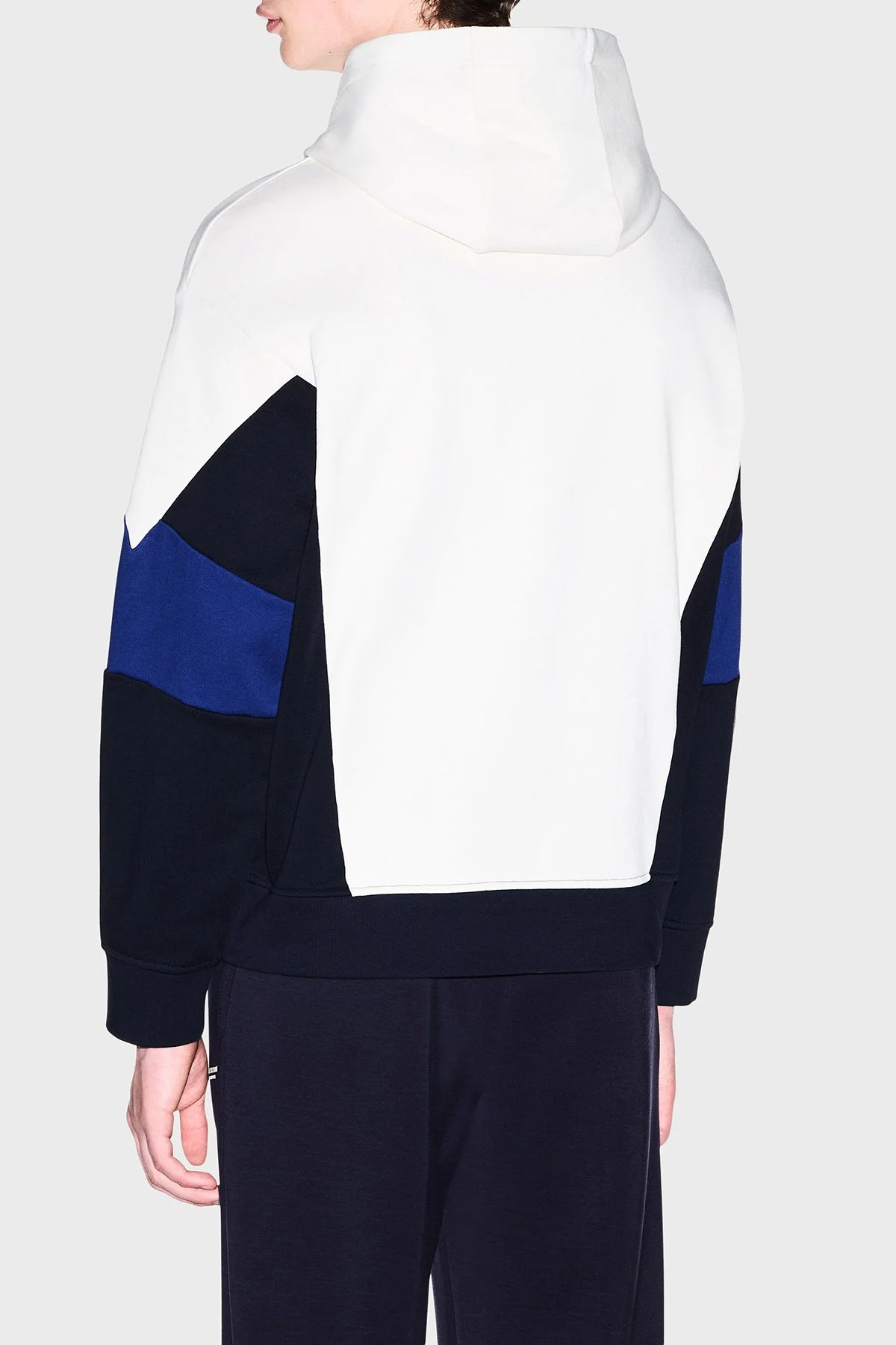 Armani Exchange % 100 Pamuk Regular Fit Kapüşonlu Erkek Sweat XM002963 AF20934 M0378 Beyaz-lacivert - 3