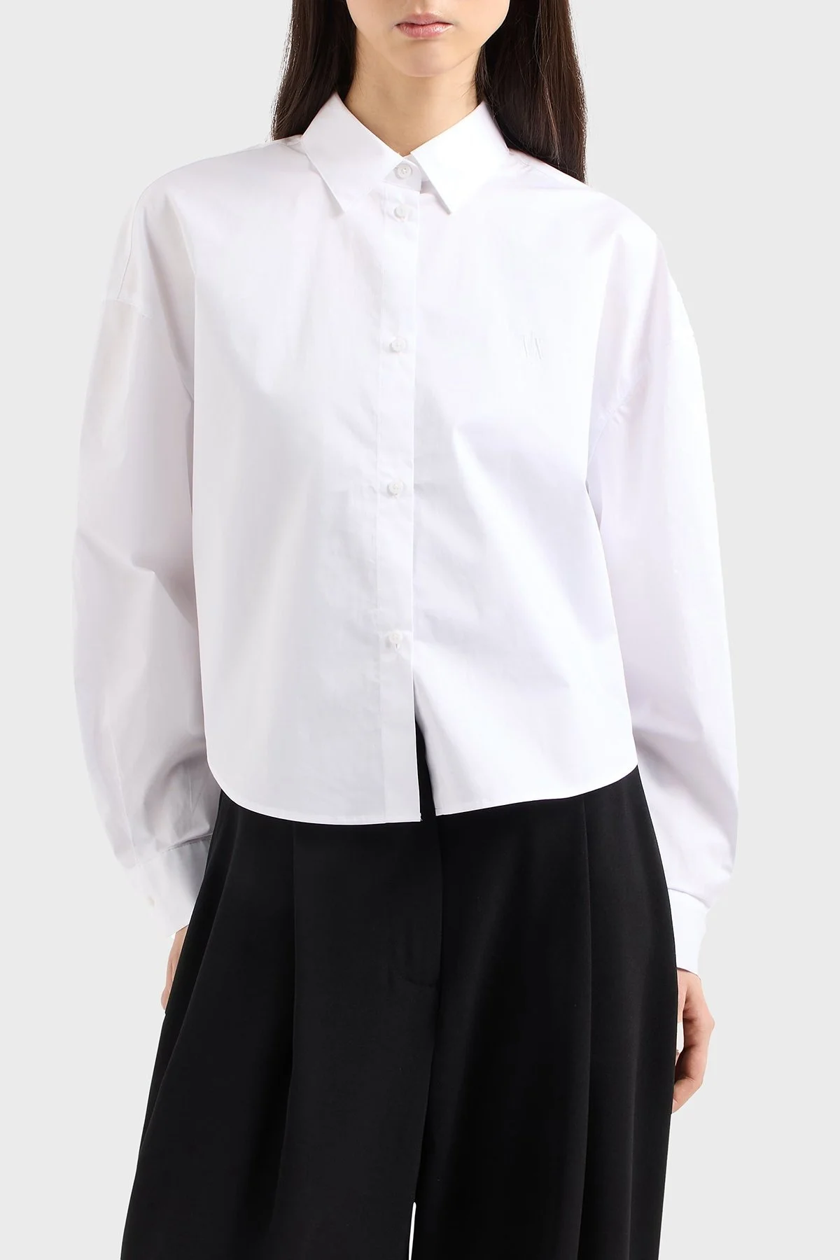 Armani Exchange % 100 Pamuk Regular Fit Kısa Bayan Gömlek XW001180 AF12812 U0002 BEYAZ - 6