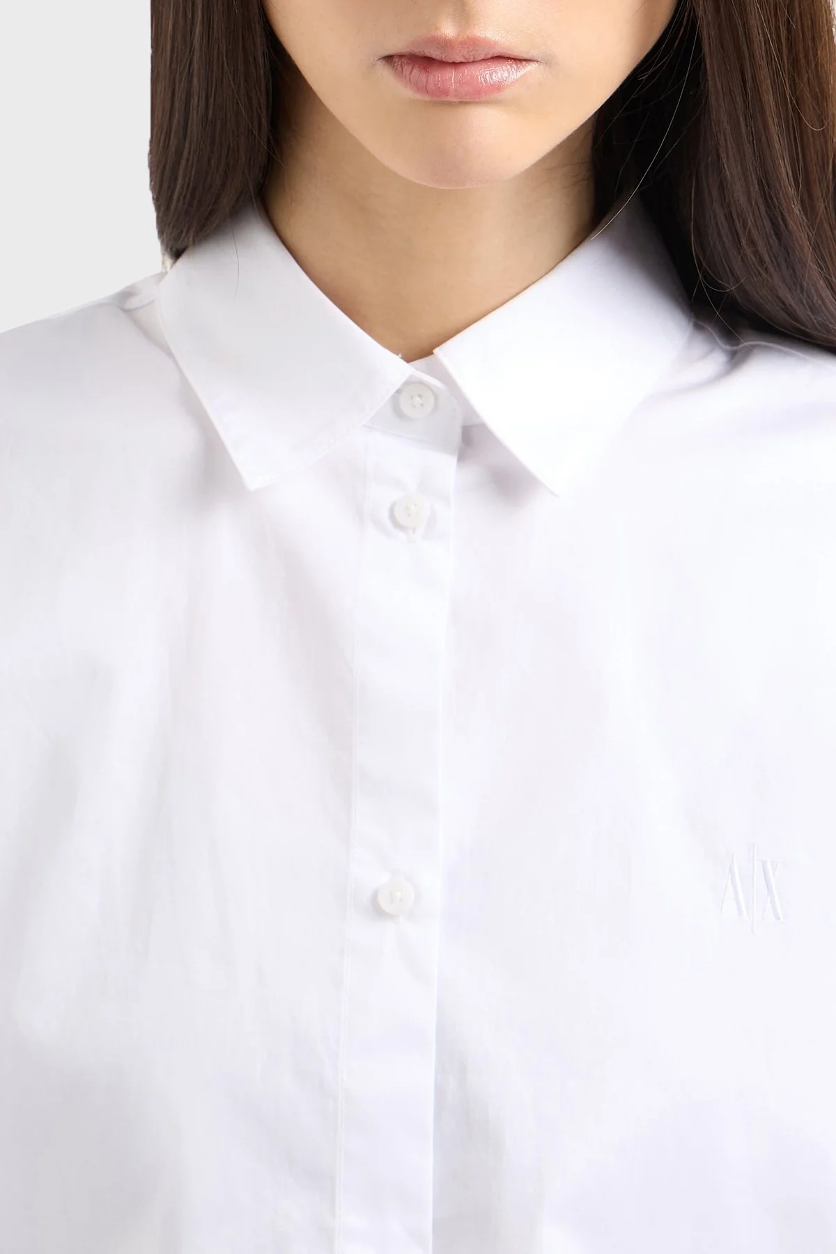 Armani Exchange % 100 Pamuk Regular Fit Kısa Bayan Gömlek XW001180 AF12812 U0002 BEYAZ - 9