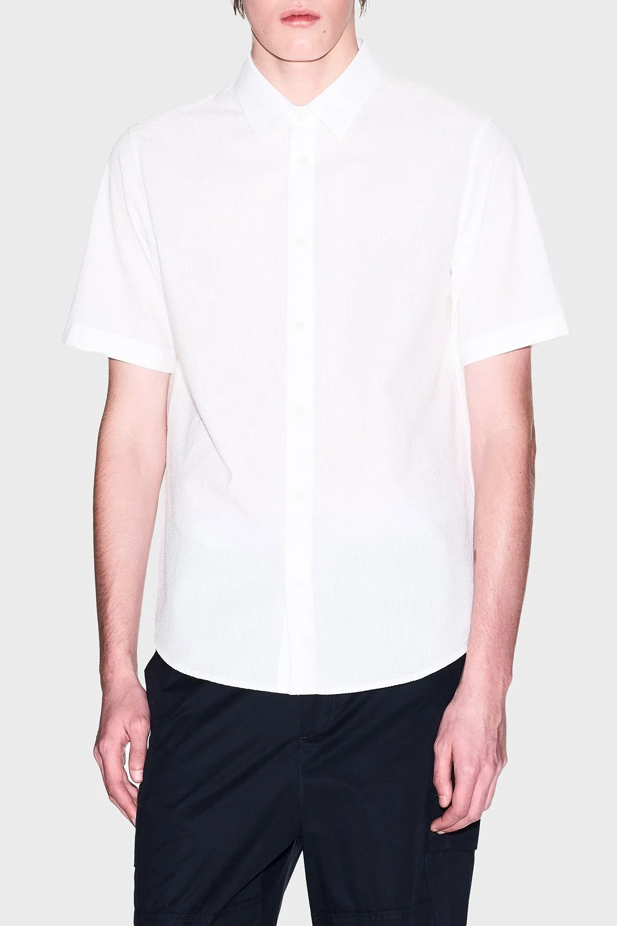 Armani Exchange % 100 Pamuk Regular Fit Kısa Kollu Erkek Gömlek XM001237 AF13141 U0009 BEYAZ - 6