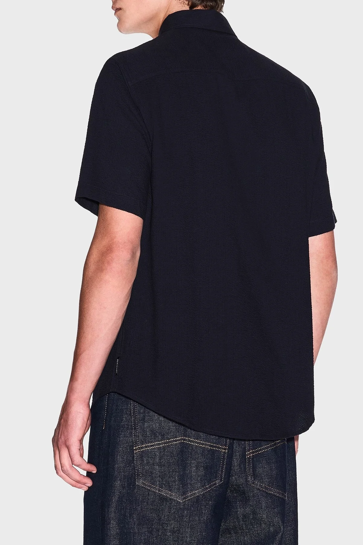 Armani Exchange % 100 Pamuk Regular Fit Kısa Kollu Erkek Gömlek XM001237 AF13141 UB101 LACİVERT - 8