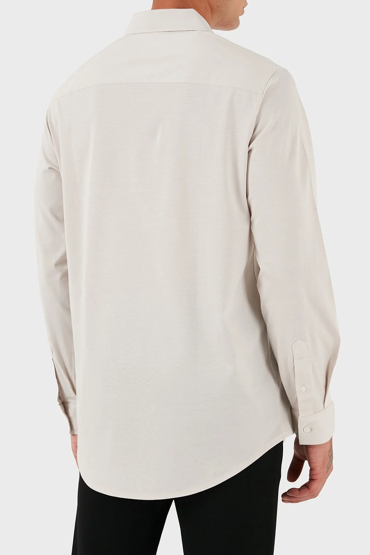 Armani Exchange % 100 Pamuk Regular Fit Klasik Yaka Erkek Gömlek XM001370 AF10364 U1013 GRİ - 2