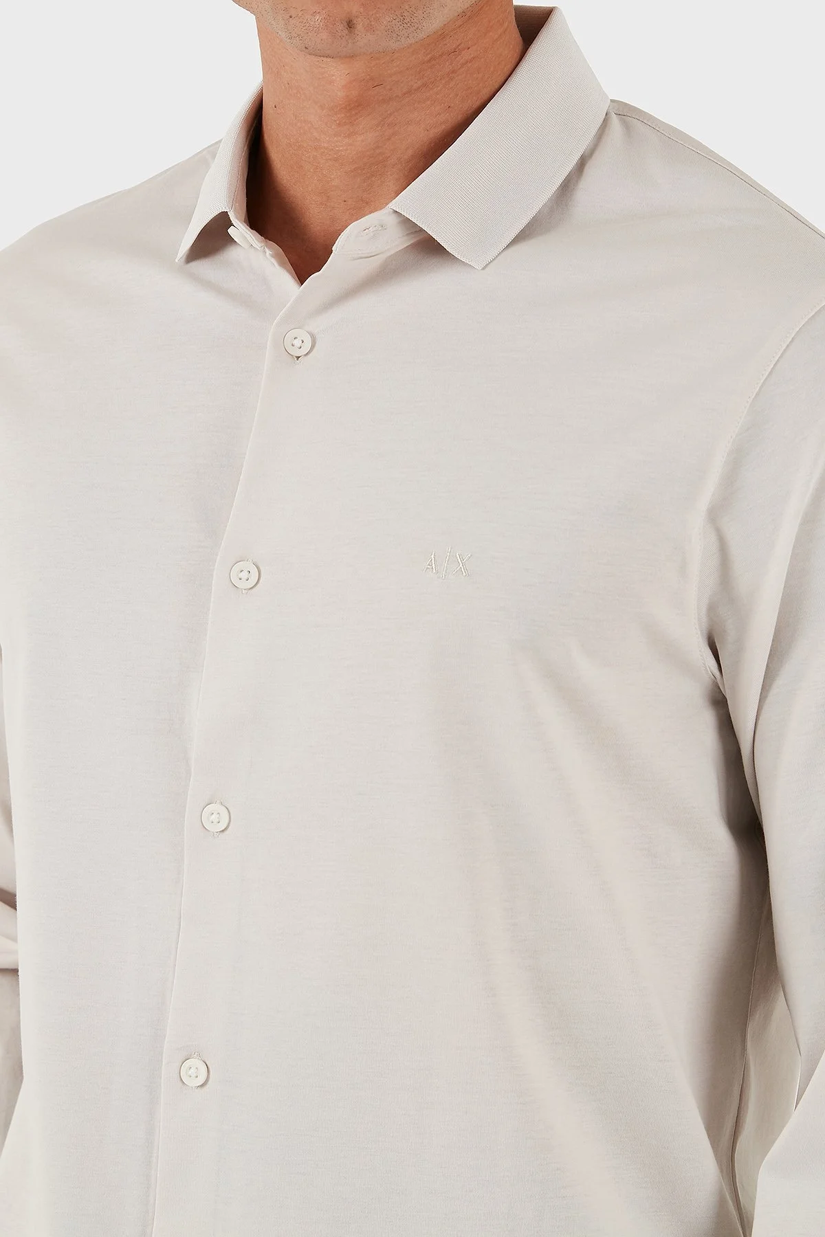 Armani Exchange % 100 Pamuk Regular Fit Klasik Yaka Erkek Gömlek XM001370 AF10364 U1013 GRİ - 6