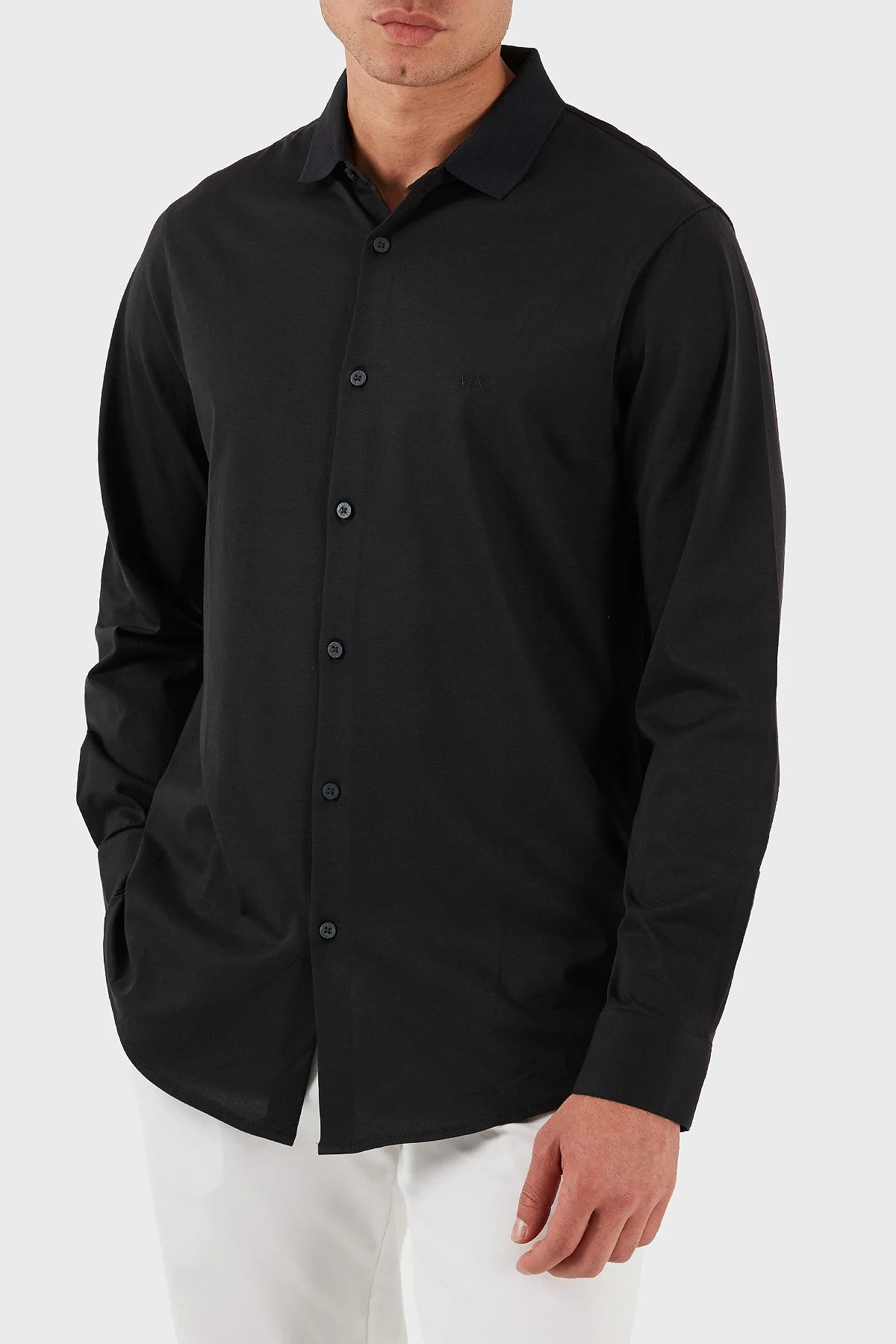 Armani Exchange % 100 Pamuk Regular Fit Klasik Yaka Erkek Gömlek XM001370 AF10364 UB101 LACİVERT - 4