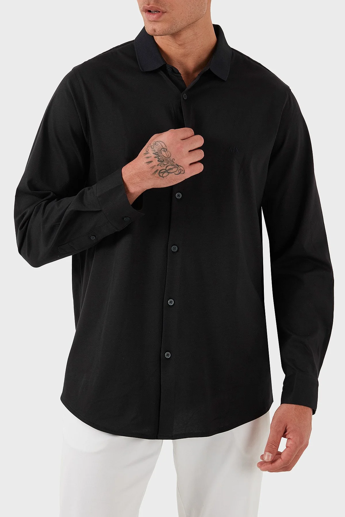 Armani Exchange % 100 Pamuk Regular Fit Klasik Yaka Erkek Gömlek XM001370 AF10364 UB101 LACİVERT - 5