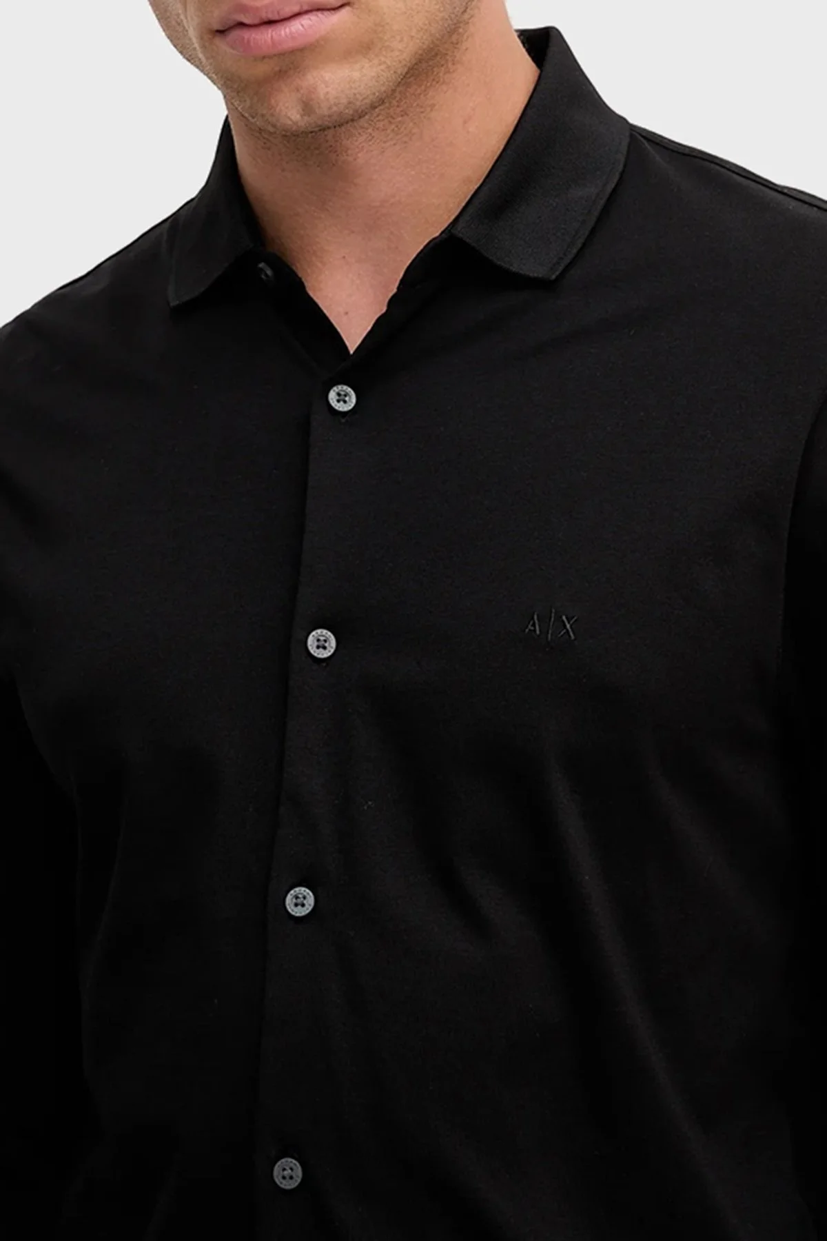 Armani Exchange % 100 Pamuk Regular Fit Klasik Yaka Erkek Gömlek XM001370 AF10364 UC001 SİYAH - 4