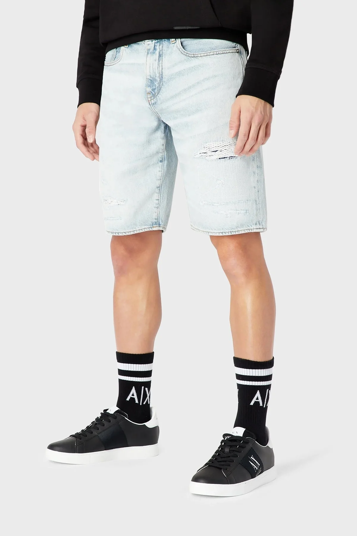 Armani Exchange % 100 Pamuk Regular Fit Kot Erkek Short 3RZJ65 Z1S5Z 1500 Buz Mavisi - 1