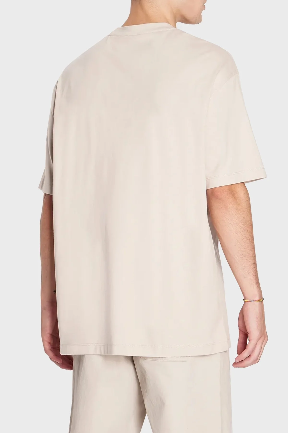 Armani Exchange % 100 Pamuk Regular Fit Logo Baskılı Erkek T Shirt 6RZMJM ZJDHZ 1934 BEJ - 2
