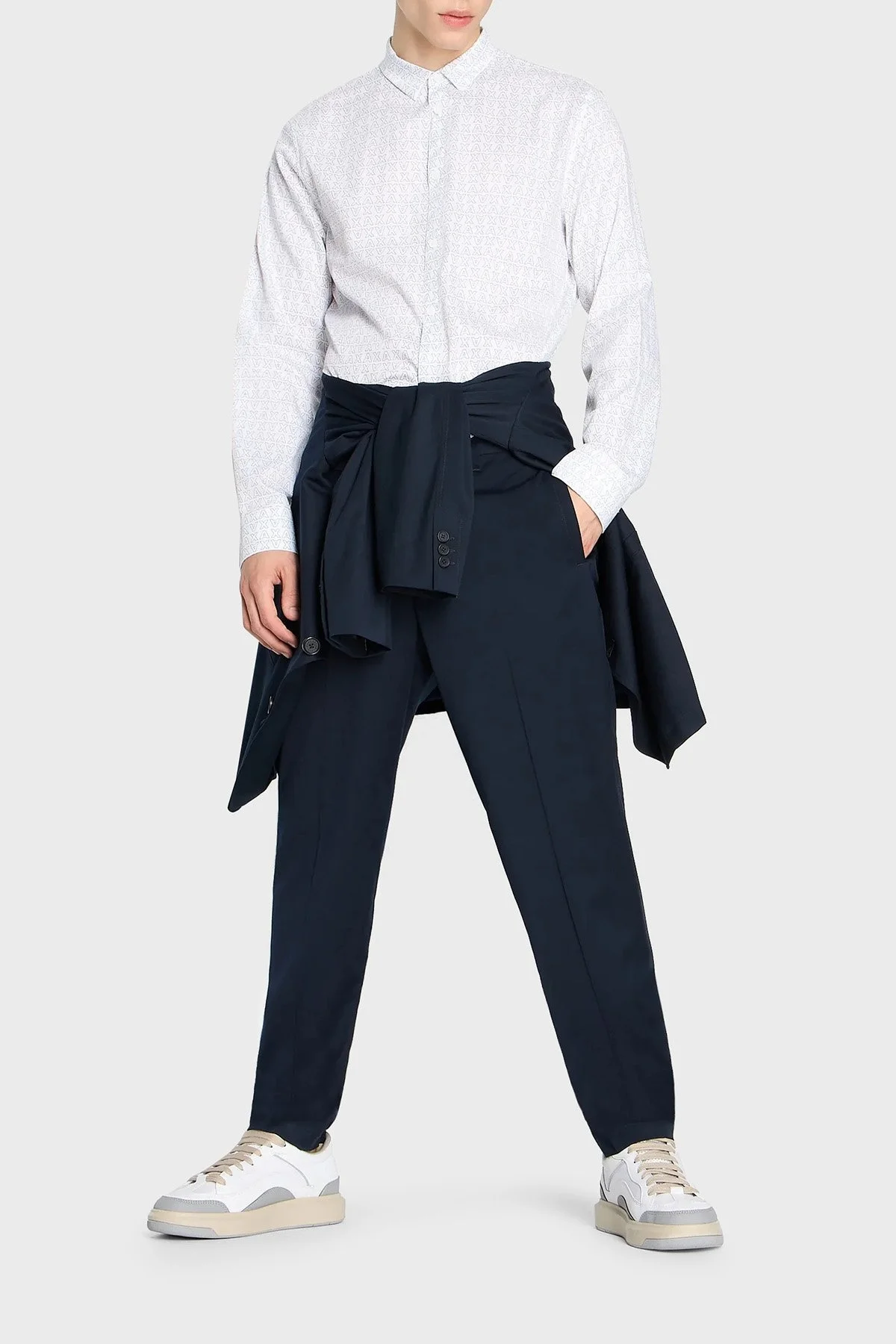 Armani Exchange % 100 Pamuk Regular Fit Logo Desenli Erkek Gömlek 6RZC45 ZNZRZ 21CL BEYAZ - 3