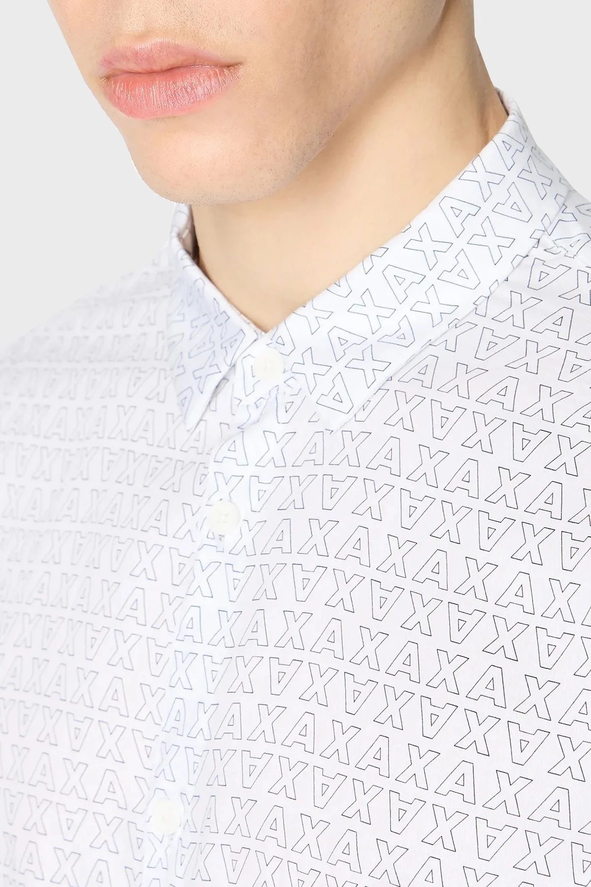 Armani Exchange % 100 Pamuk Regular Fit Logo Desenli Erkek Gömlek 6RZC45 ZNZRZ 21CL BEYAZ - 4