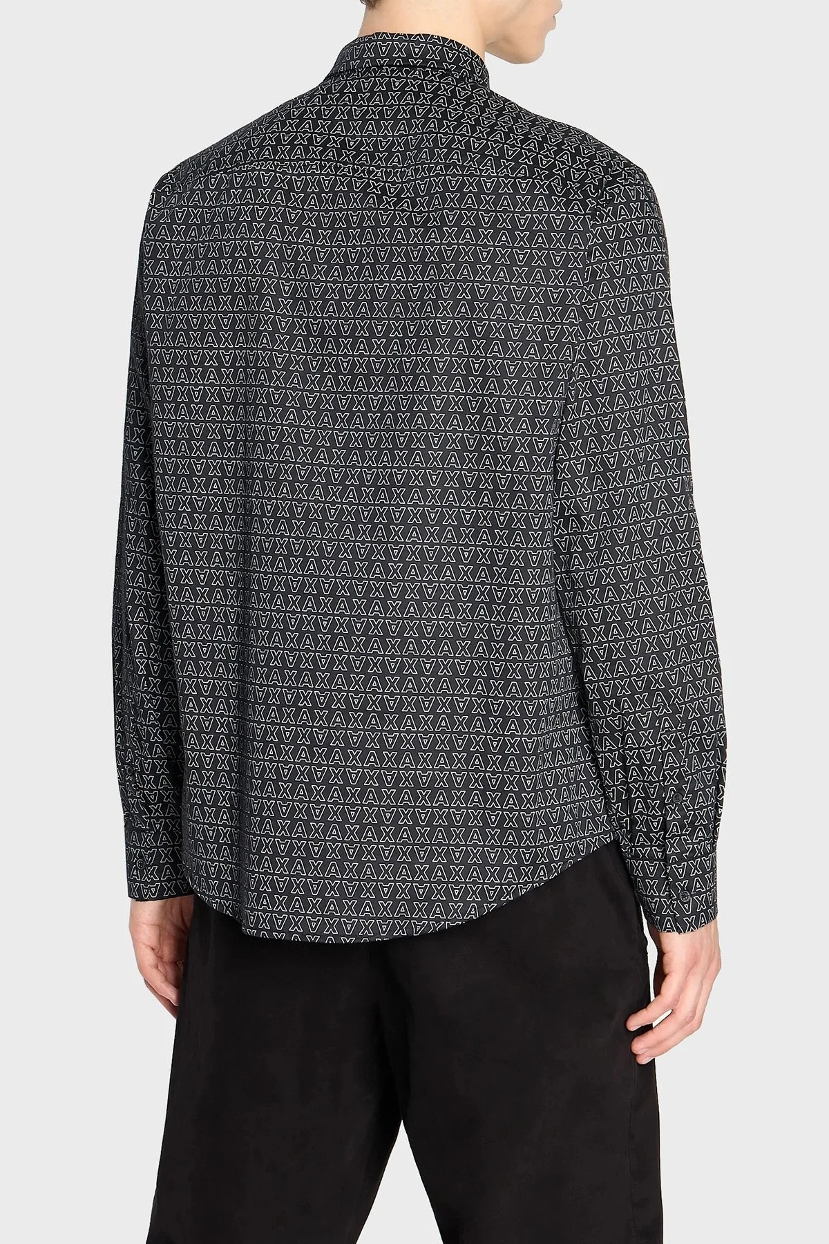 Armani Exchange % 100 Pamuk Regular Fit Logo Desenli Erkek Gömlek 6RZC45 ZNZRZ 22BV SİYAH - 2