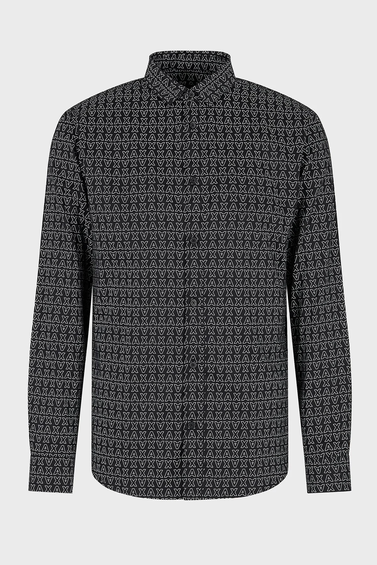 Armani Exchange % 100 Pamuk Regular Fit Logo Desenli Erkek Gömlek 6RZC45 ZNZRZ 22BV SİYAH - 5