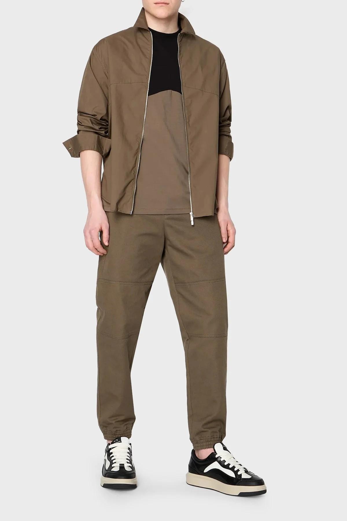 Armani Exchange % 100 Pamuk Regular Fit Renk Bloklu Erkek T Shirt 6RZMLC ZJ9JZ 22CF SİYAH-KAHVE - 3