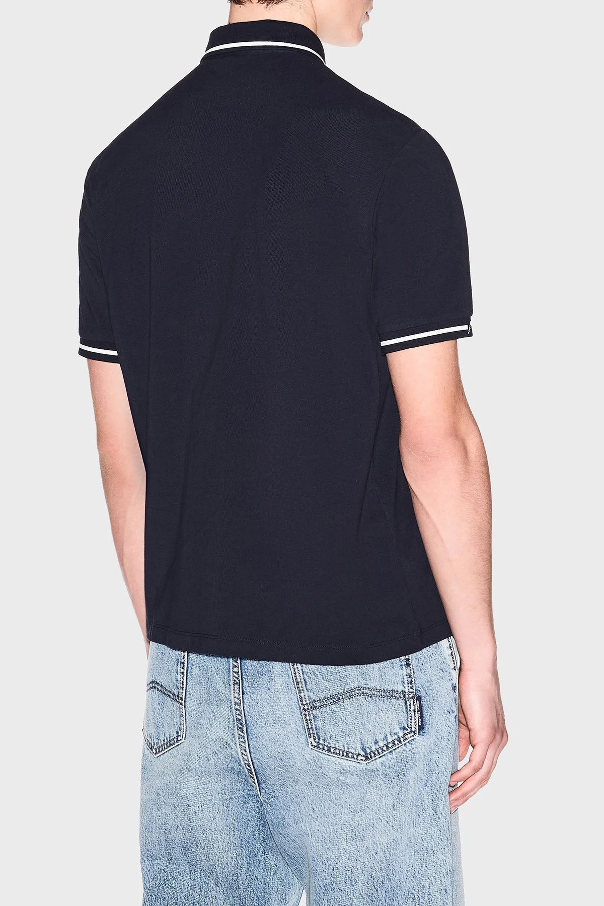 Armani Exchange % 100 Pamuk Regular Fit Şerit Detaylı Erkek Polo XM002356 AF13026 UB101 LACİVERT - 3