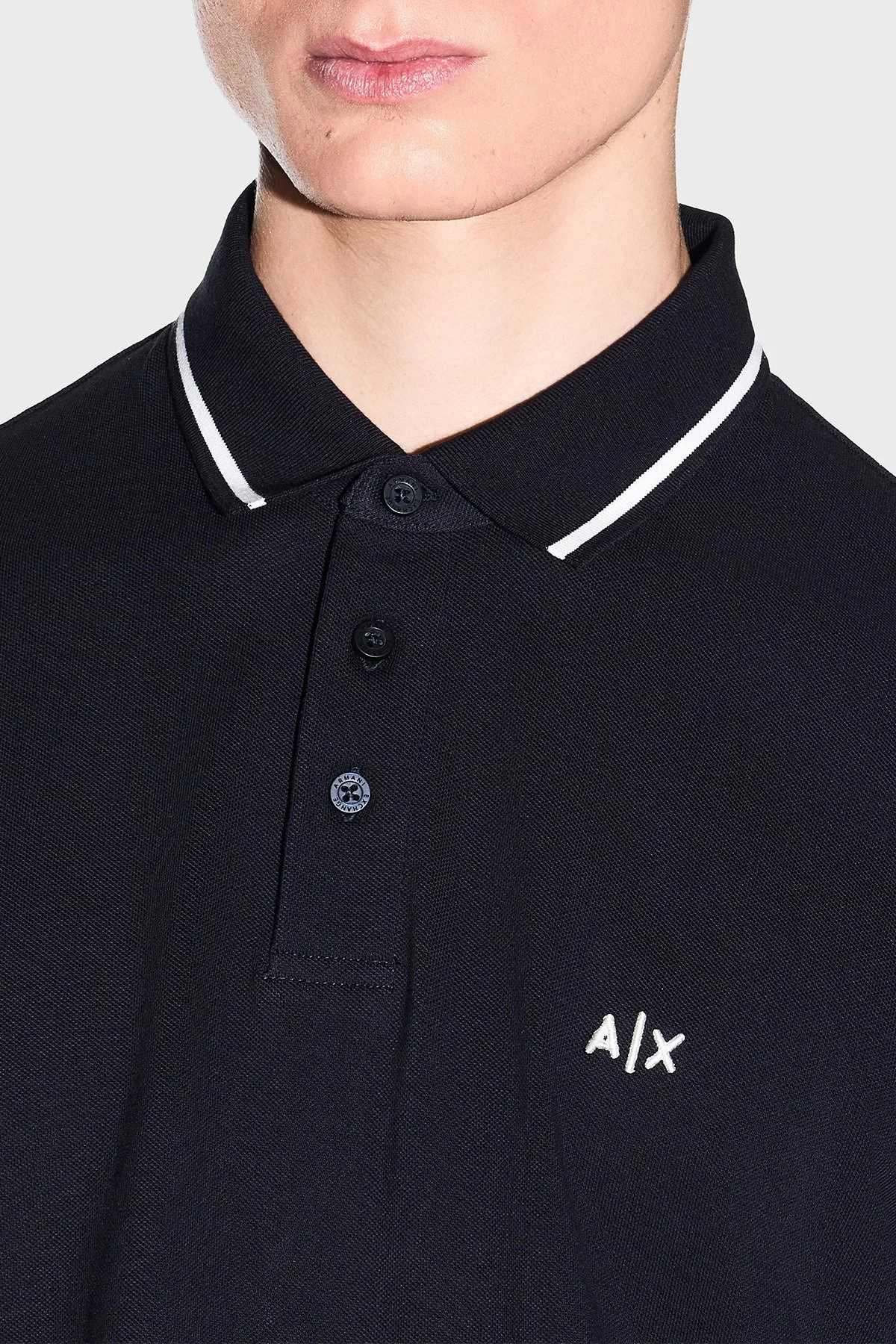 Armani Exchange % 100 Pamuk Regular Fit Şerit Detaylı Erkek Polo XM002356 AF13026 UB101 LACİVERT - 4