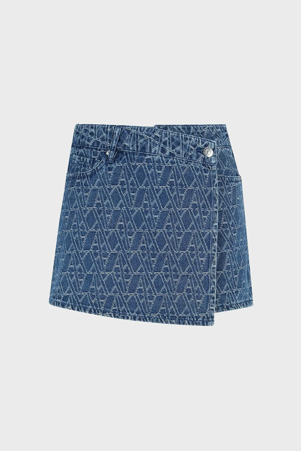 Armani Exchange % 100 Pamuk Regular Fit Tamamı Jakarlı Etek Bayan Short XW000555 AF12844 FB055 LACİVERT - 4