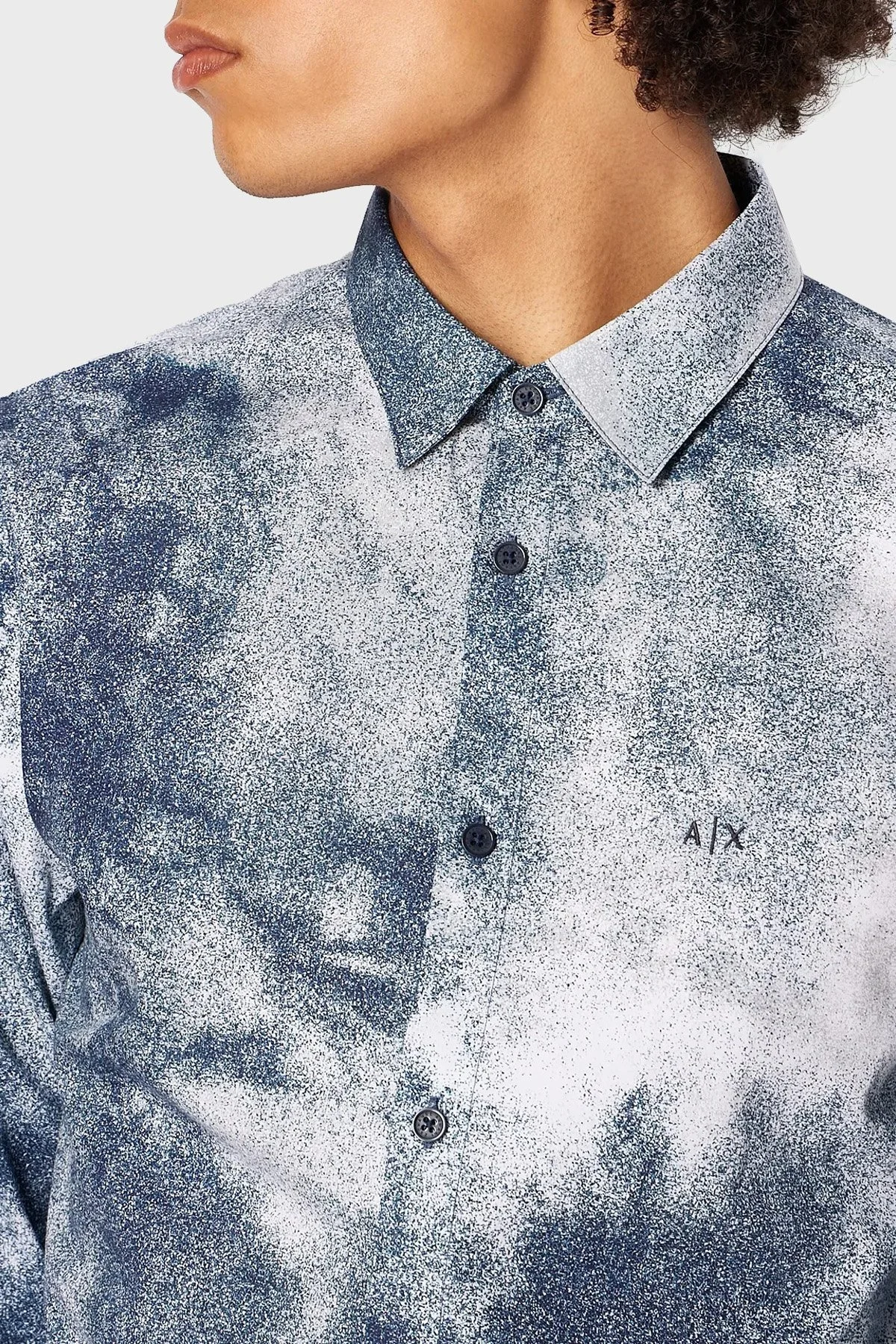 Armani Exchange % 100 Pamuk Regular Fit Tasarım Erkek Gömlek 6RZC30 ZNXLZ 21CE BEYAZ-MAVİ - 6