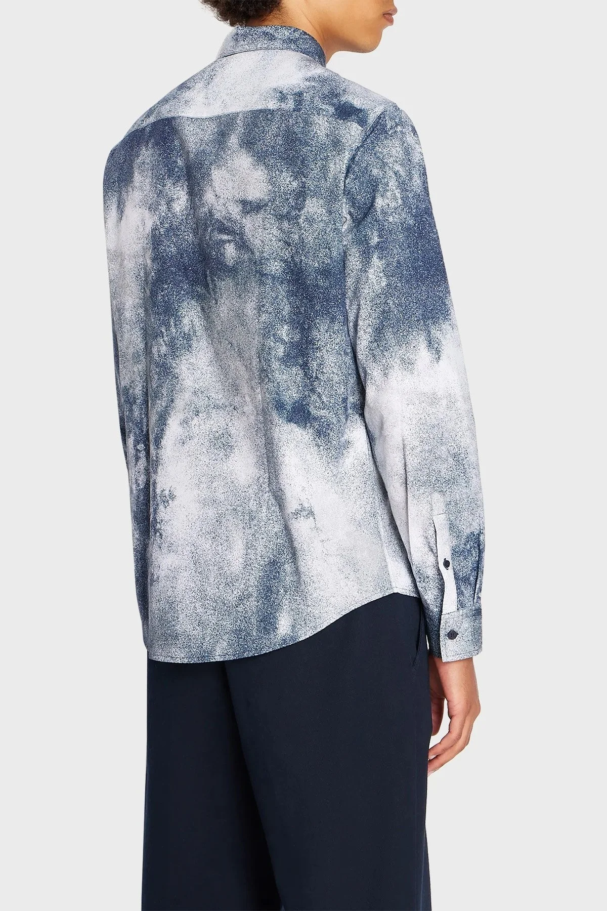 Armani Exchange % 100 Pamuk Regular Fit Tasarım Erkek Gömlek 6RZC30 ZNXLZ 21CE BEYAZ-MAVİ - 7