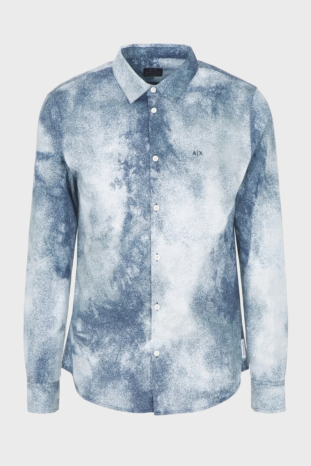 Armani Exchange % 100 Pamuk Regular Fit Tasarım Erkek Gömlek 6RZC30 ZNXLZ 21CE BEYAZ-MAVİ - 8