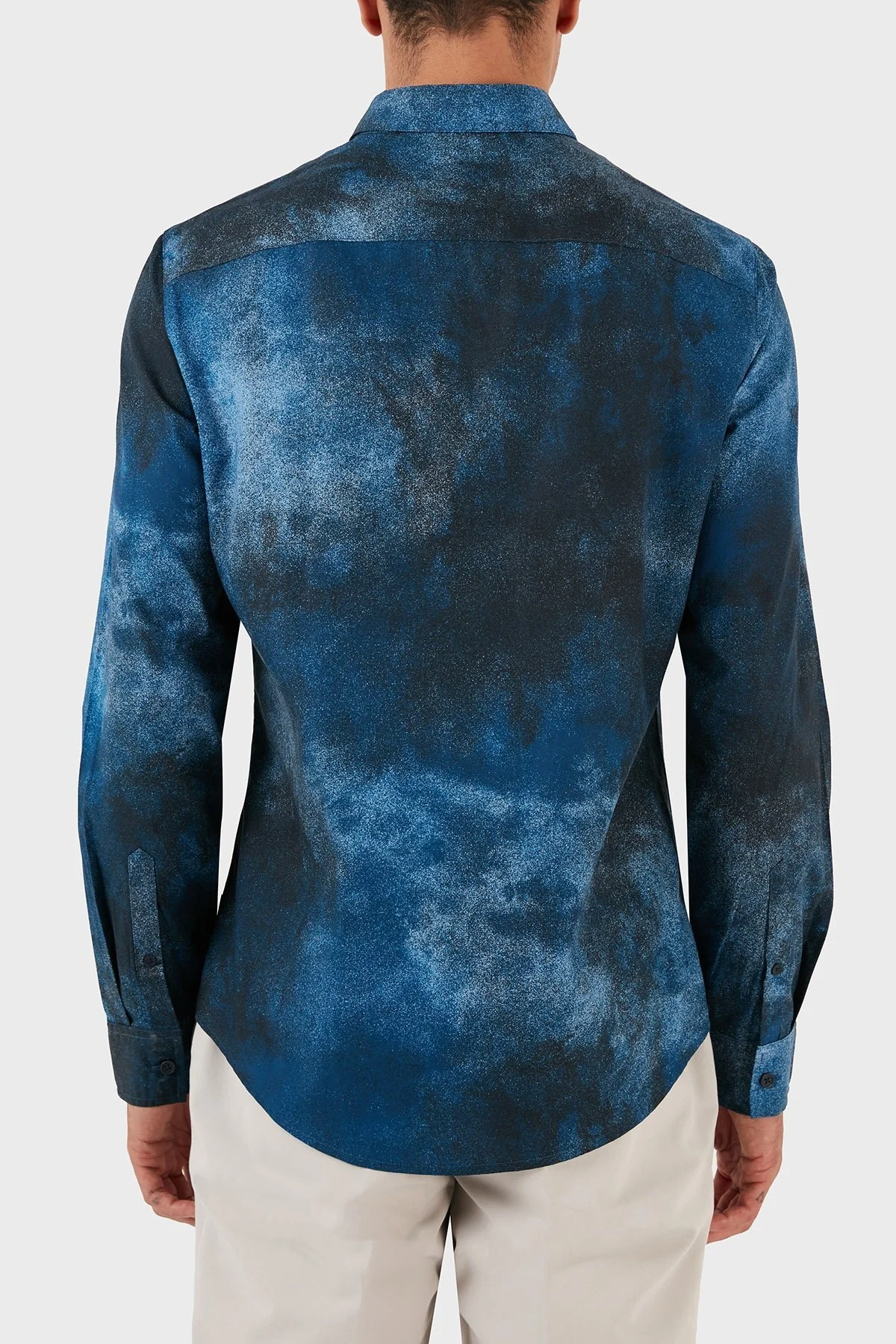 Armani Exchange % 100 Pamuk Regular Fit Uzun Kollu Desenli Erkek Gömlek 6RZC30 ZNXLZ 25EC MAVİ - 2