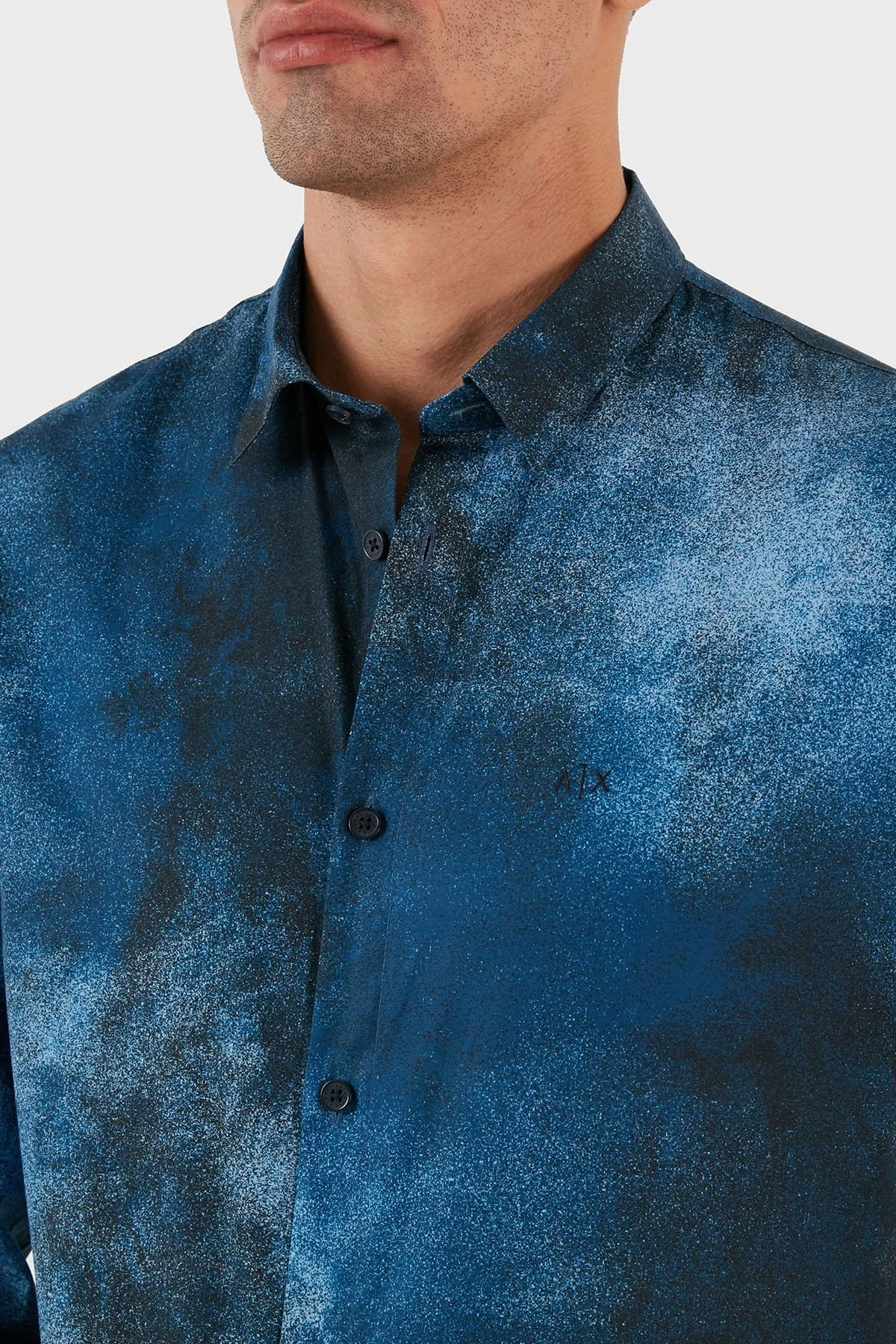 Armani Exchange % 100 Pamuk Regular Fit Uzun Kollu Desenli Erkek Gömlek 6RZC30 ZNXLZ 25EC MAVİ - 4
