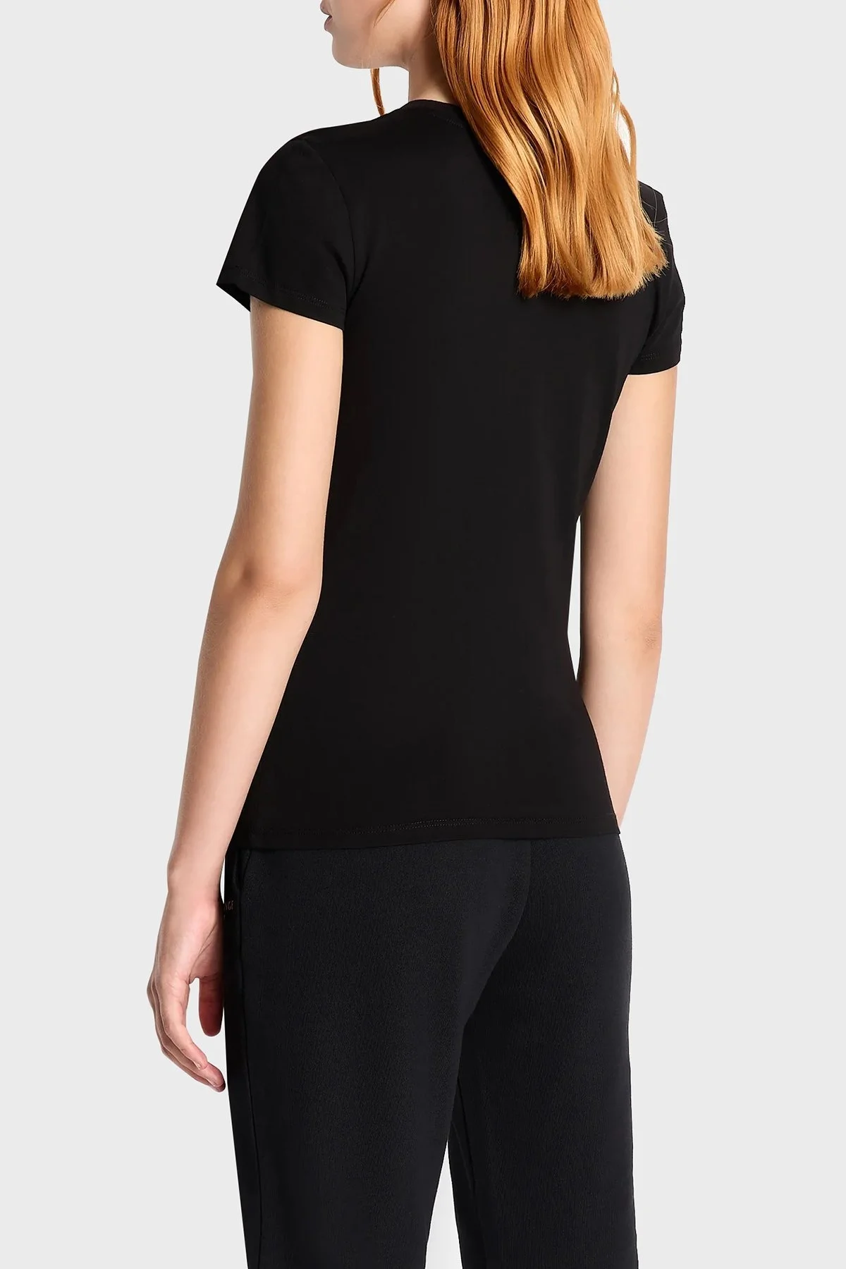 Armani Exchange % 100 Pamuk Regular Fit V Yaka Bayan T Shirt 8NYTNX YJG3Z 1200 SİYAH - 2
