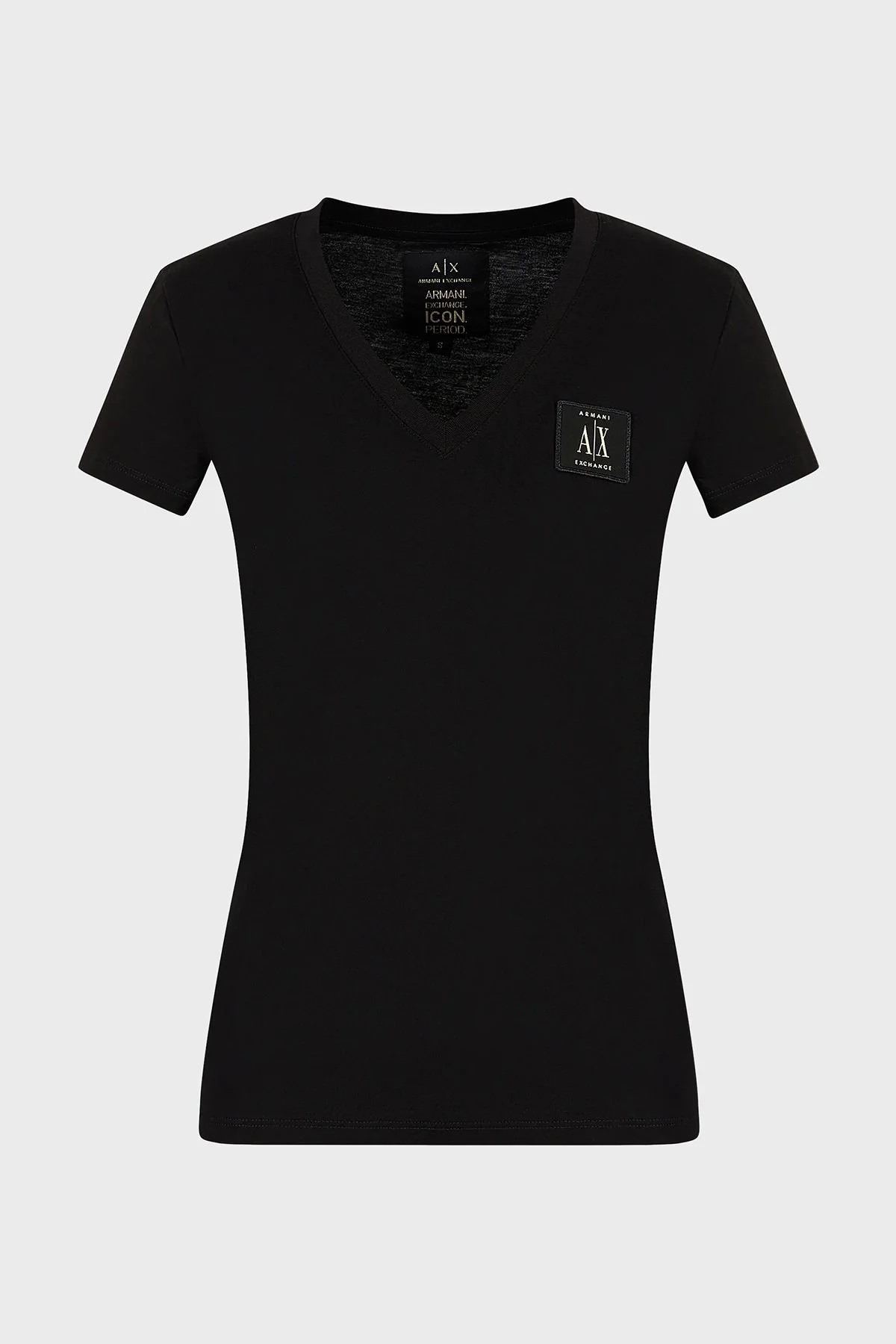 Armani Exchange % 100 Pamuk Regular Fit V Yaka Bayan T Shirt 8NYTNX YJG3Z 1200 SİYAH - 4
