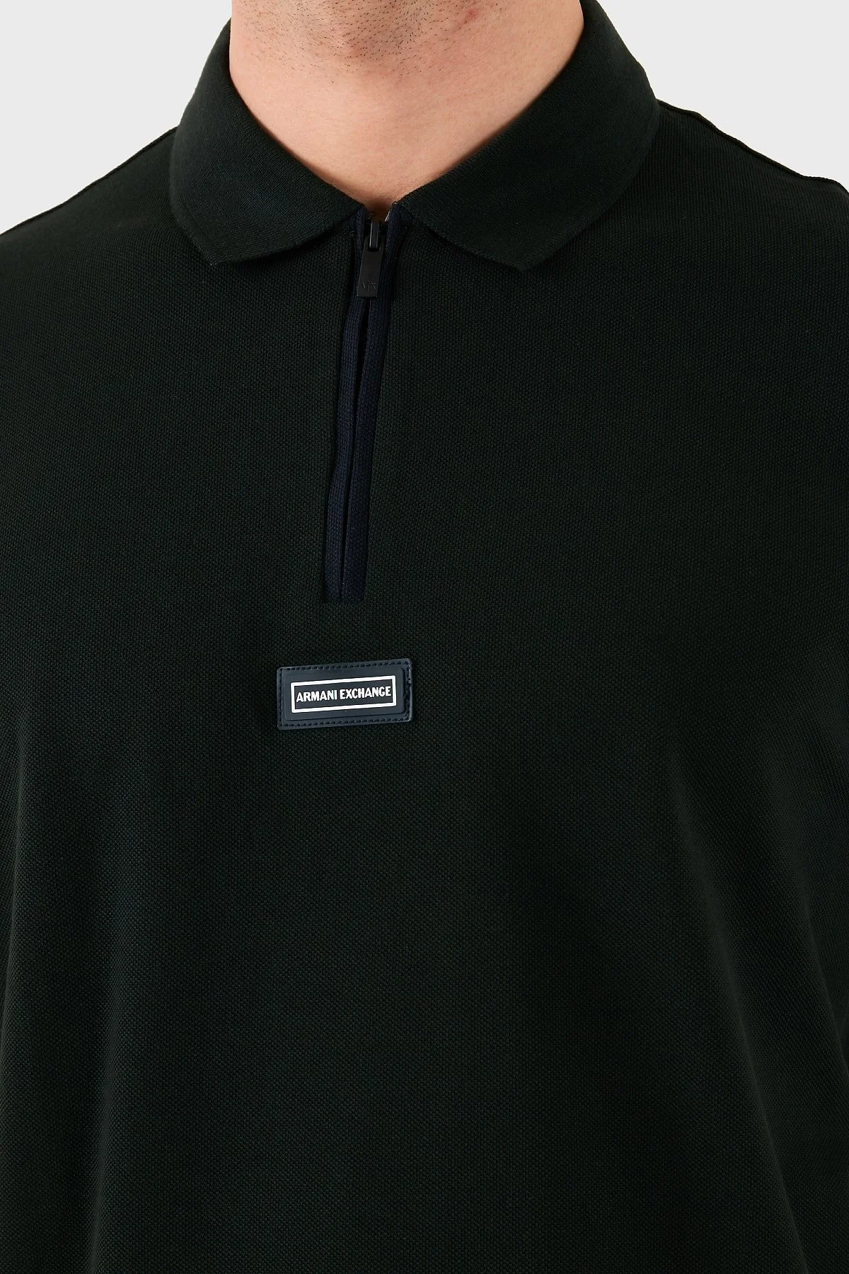 Armani Exchange % 100 Pamuk Regular Fit Yarım Fermuarlı Erkek Polo Yaka T Shirt XM000221 AF10366 UB001 SİYAH - 5