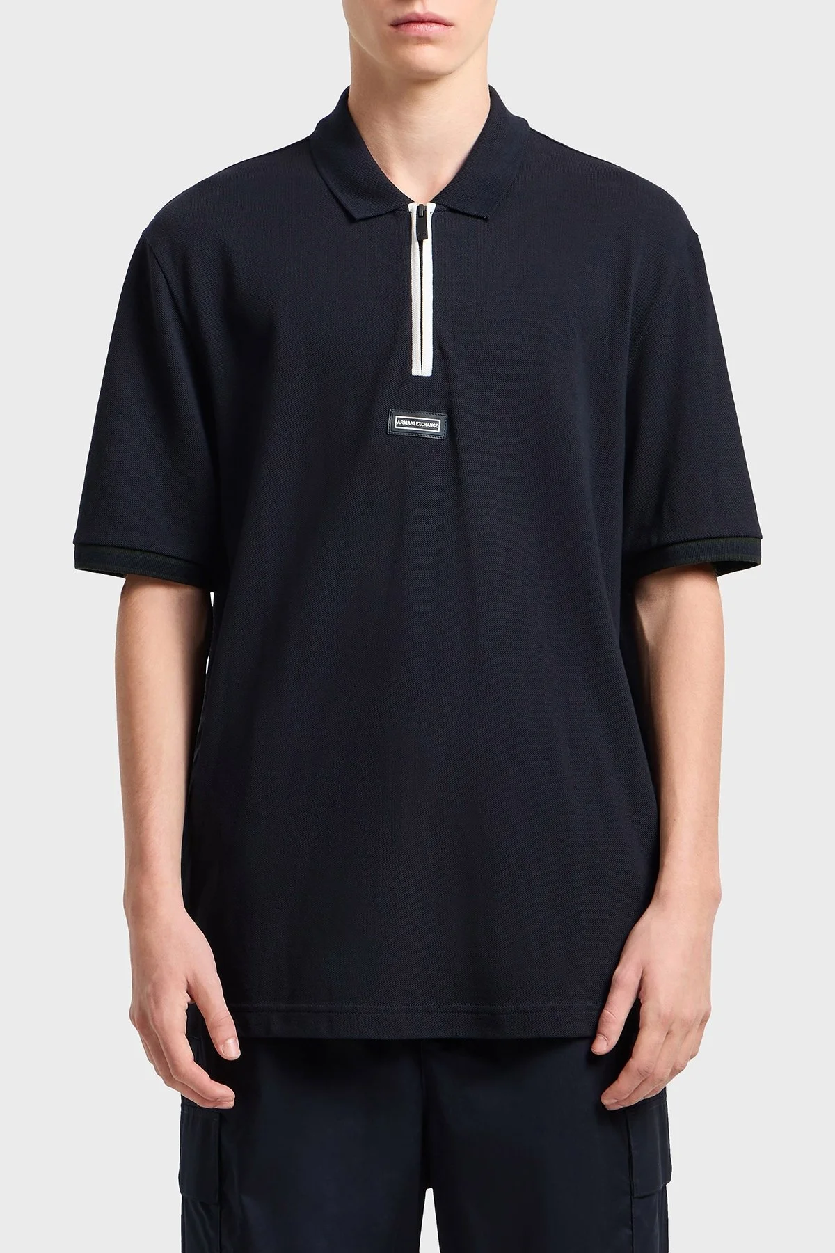 Armani Exchange % 100 Pamuk Regular Fit Yarım Fermuarlı Erkek Polo Yaka T Shirt XM000221 AF10366 UB101 LACİVERT - 5