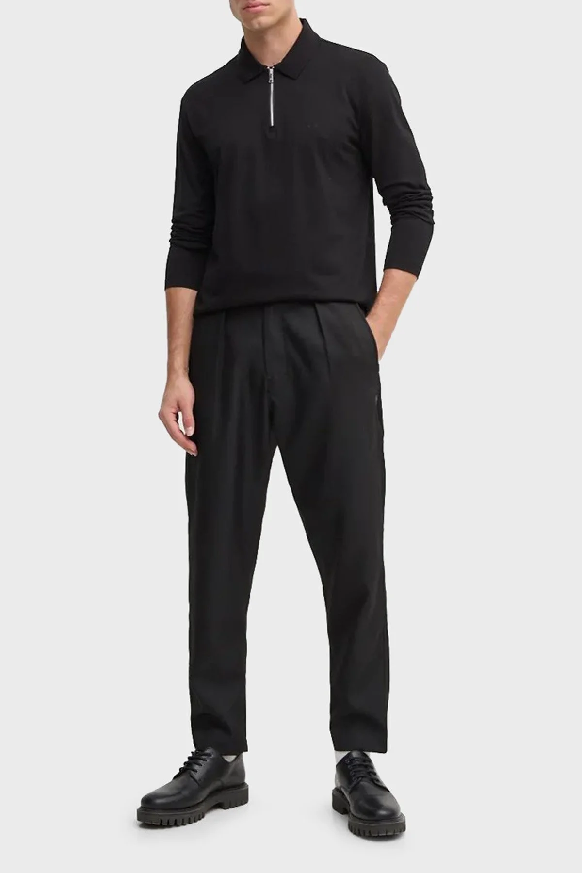 Armani Exchange % 100 Pamuk Regular Fit Yarım Fermuarlı Polo Yaka Erkek Sweat XM000059 AF10362 UC001 SİYAH - 3