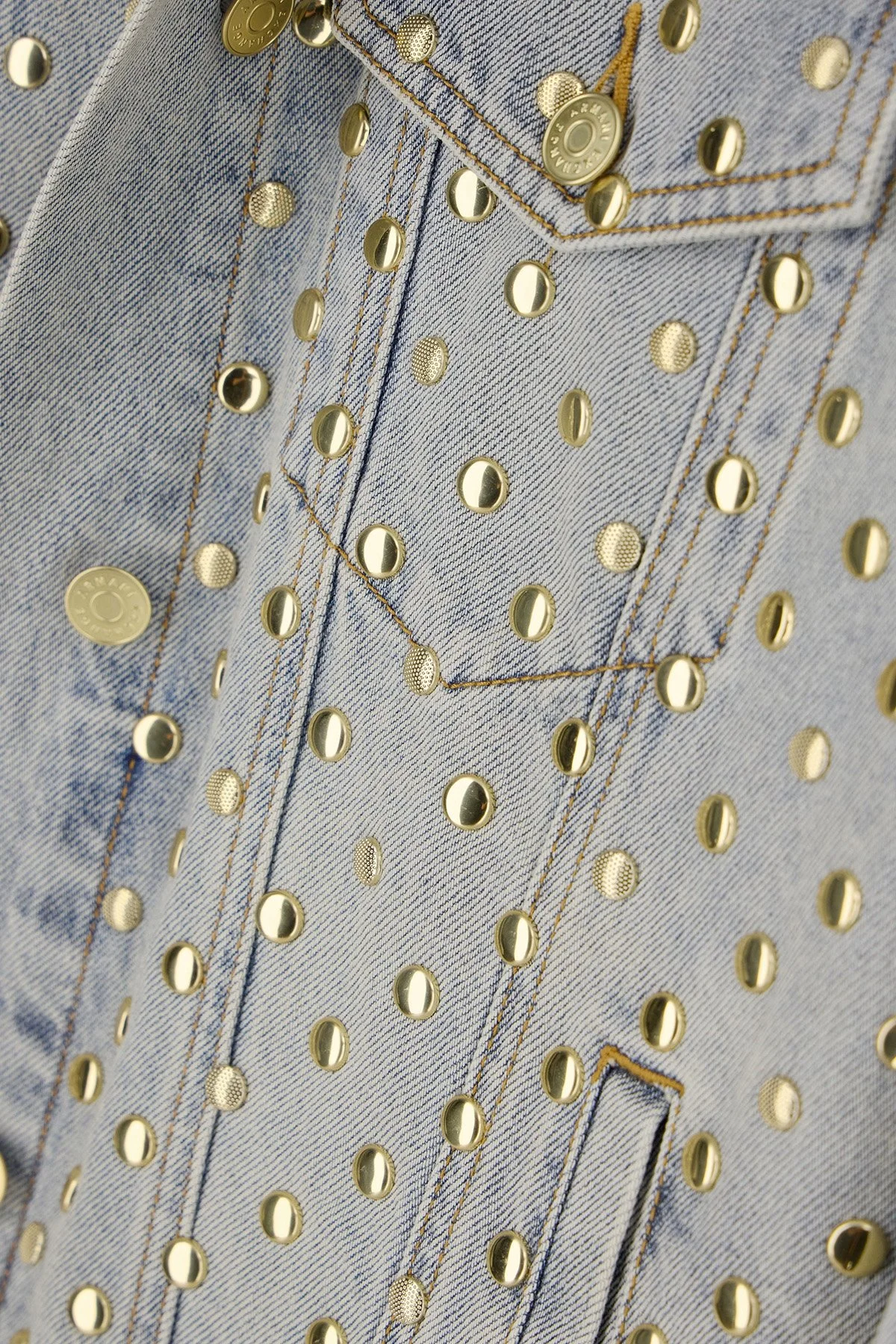 Armani Exchange %100 Pamuk Regular Fit Zımba Detaylı Kadın Ceket XW002526 AF25775 MB003 Açık mavi - 5