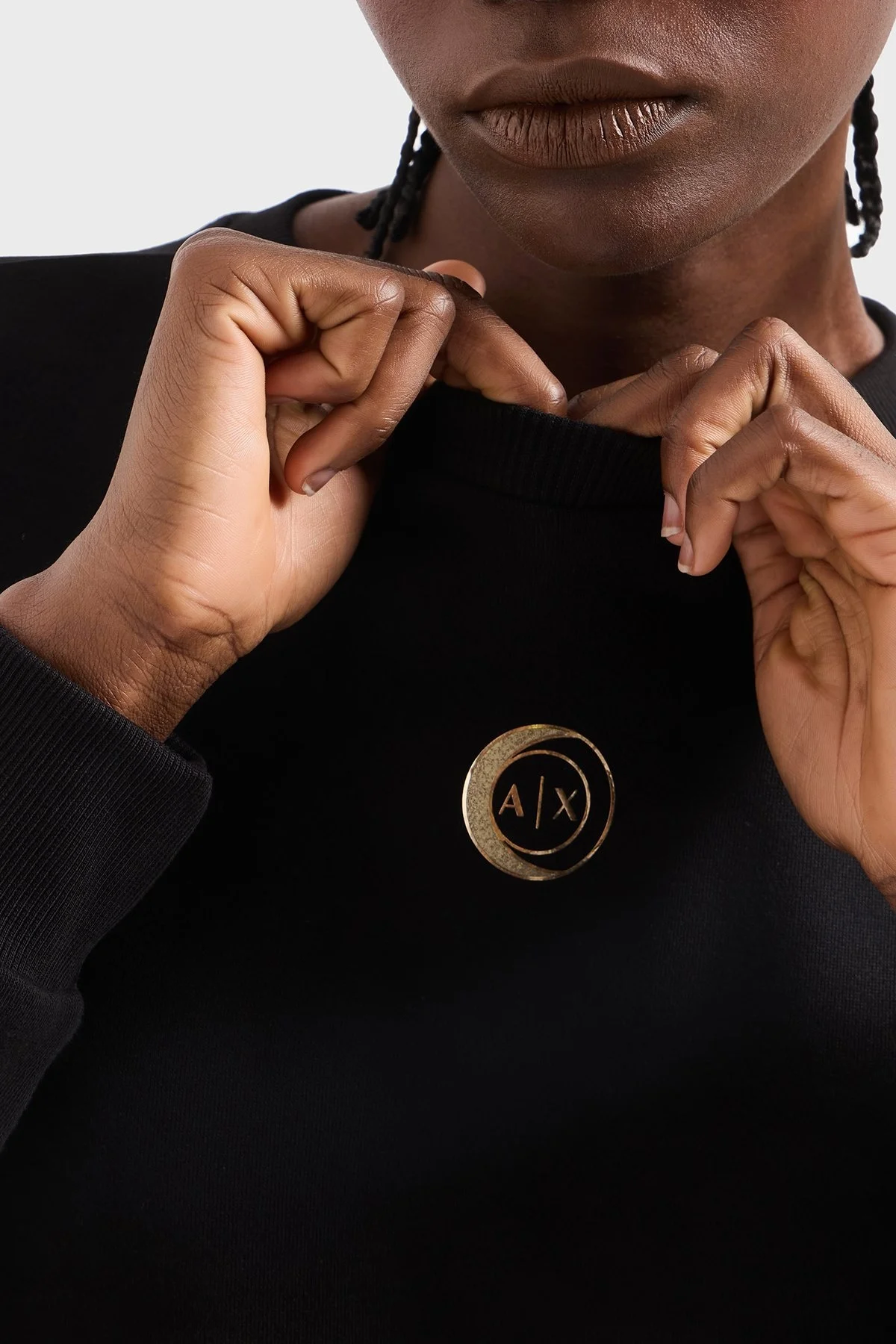 Armani Exchange % 100 Pamuk Relaxed Fit Bisiklet Yaka Bayan Sweat XW000317 AF12217 UC001 SİYAH - 9