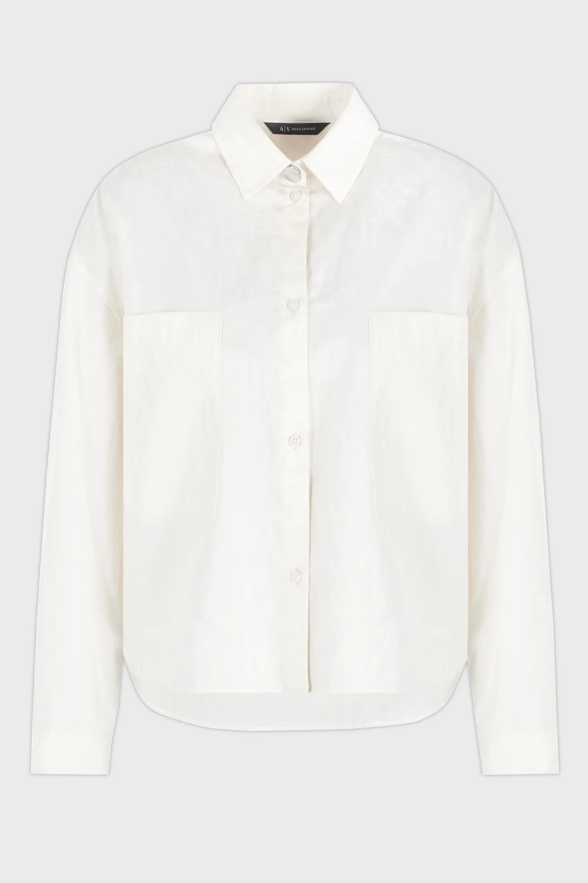 Armani Exchange % 100 Pamuk Relaxed Fit Tamamı Logolu Bayan Gömlek XW000097 AF10820 F0015 EKRU - 5