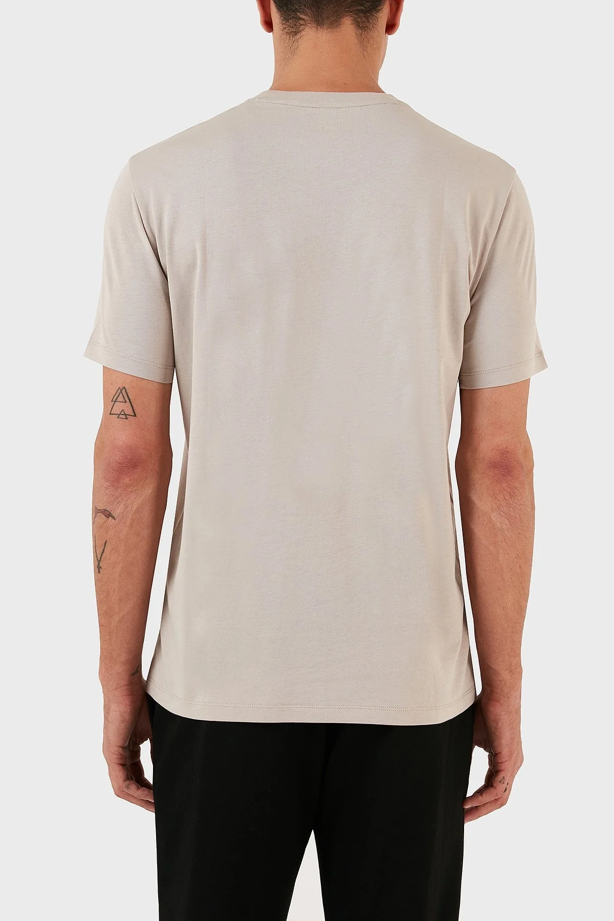 Armani Exchange % 100 Pamuk Slim Fit Baskılı Bisiklet Yaka Erkek T Shirt 8NZTCJ Z8H4Z 6711 BEJ - 2