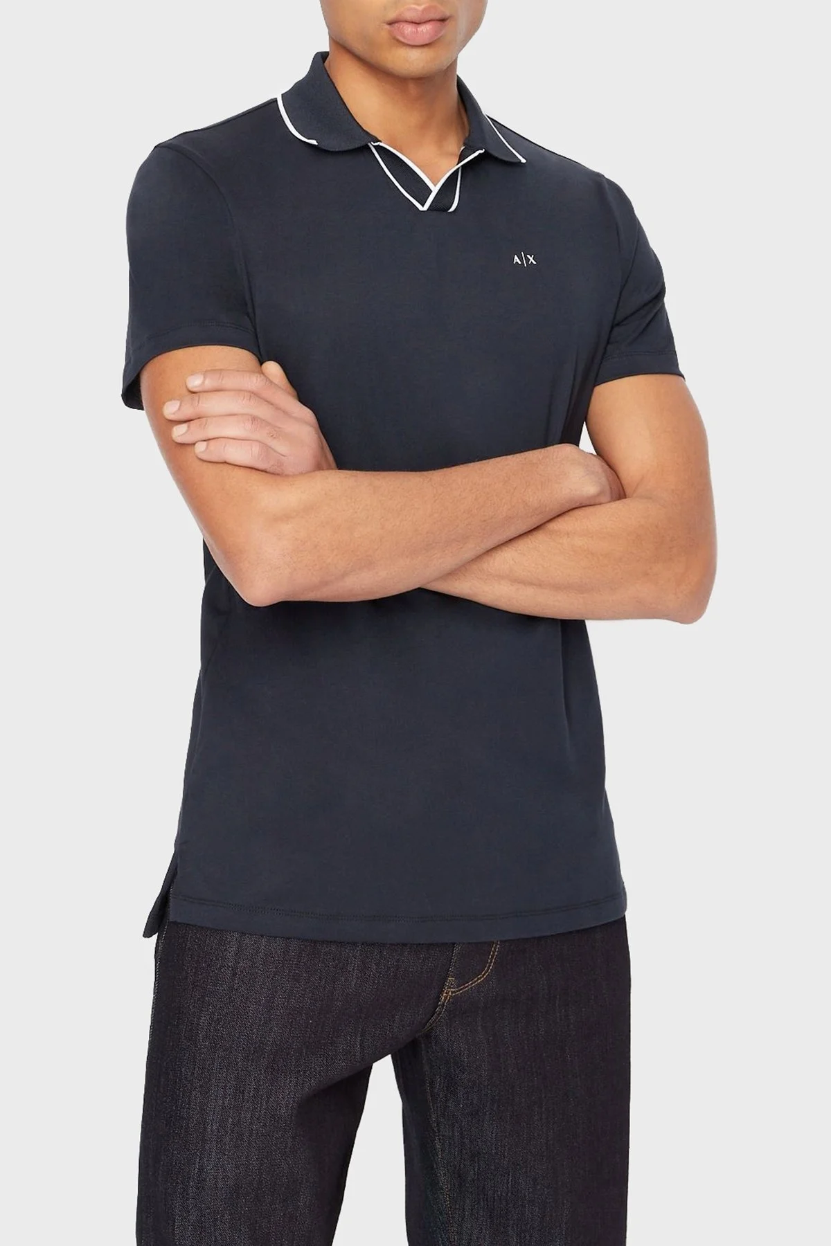 Armani Exchange % 100 Pamuk Slim Fit Erkek Polo T Shirt 3RZFFC ZJDFZ 1510 LACİVERT - 1