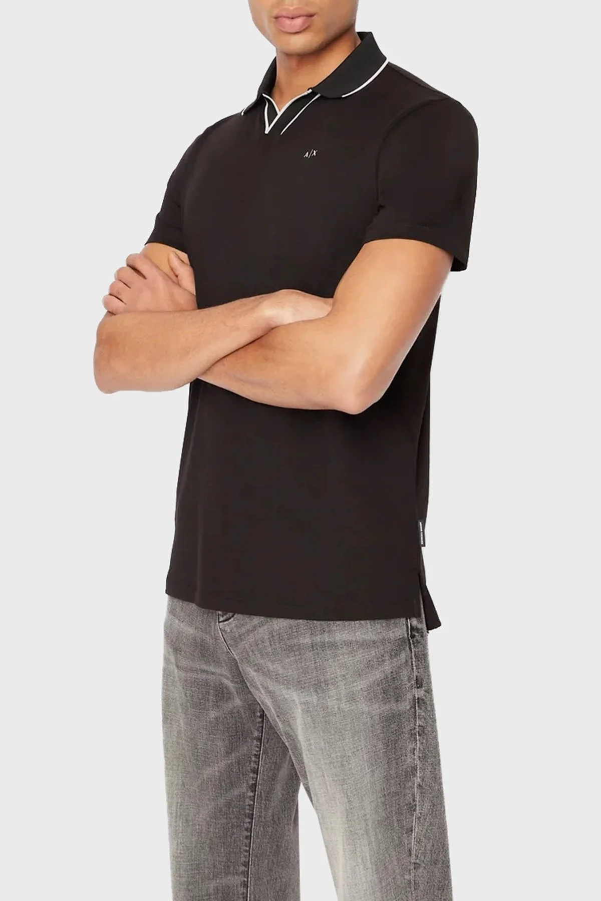 Armani Exchange % 100 Pamuk Slim Fit Erkek Polo Yaka T Shirt 3RZFFC ZJDFZ 1200 SİYAH - 1