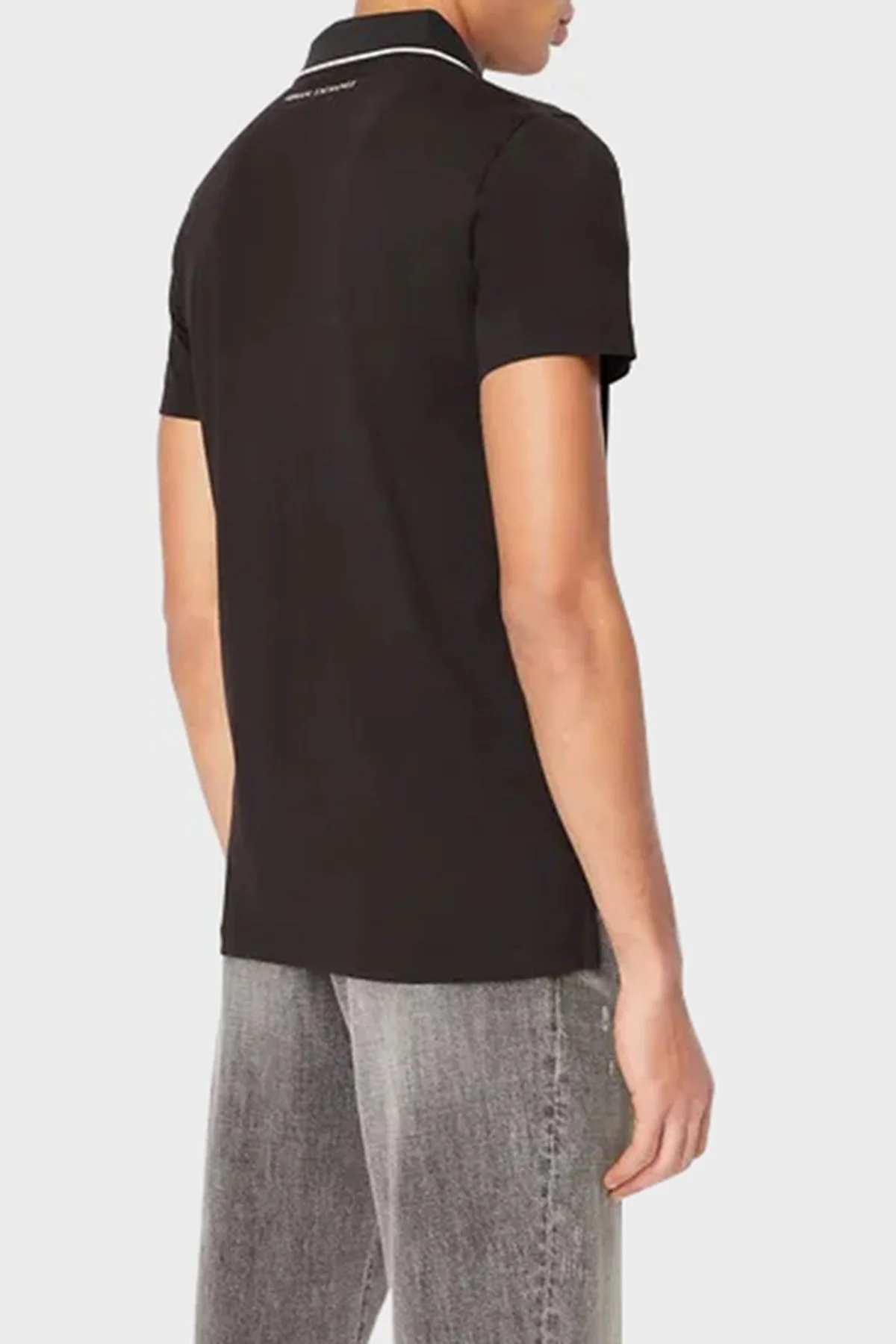Armani Exchange % 100 Pamuk Slim Fit Erkek Polo Yaka T Shirt 3RZFFC ZJDFZ 1200 SİYAH - 2
