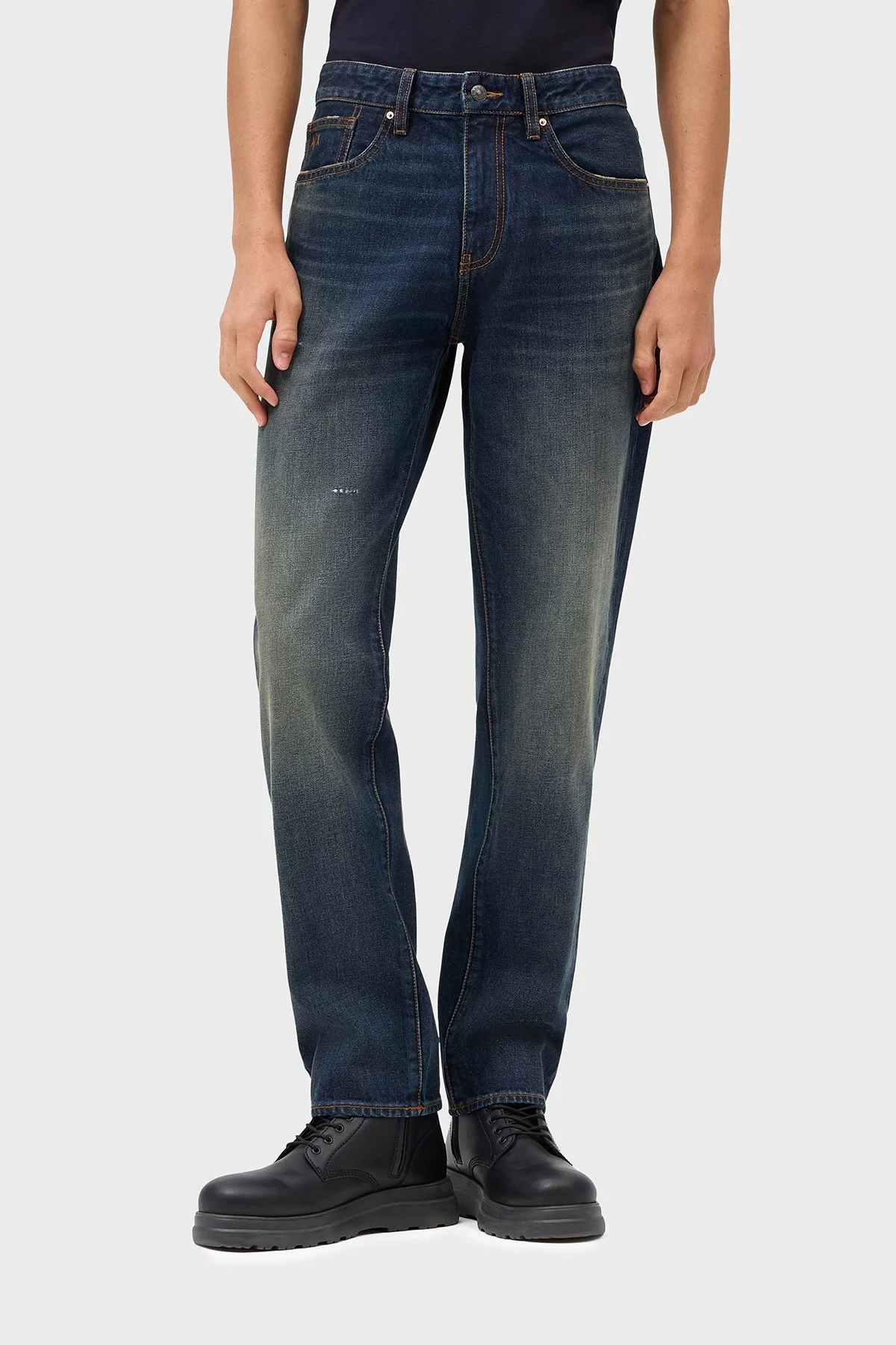Armani Exchange %100 Pamuk Straight Fit Normal Bel Jeans Erkek Kot Pantolon XM000069 AF28151 MB010 Lacivert - 1