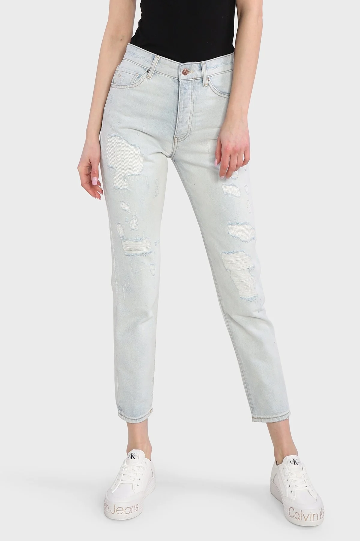 Armani Exchange % 100 Pamuk Yüksek Bel Slim Fit J51 Jeans Bayan Kot Pantolon 3RYJ51 Y1MVZ 1500 LACİVERT - 1