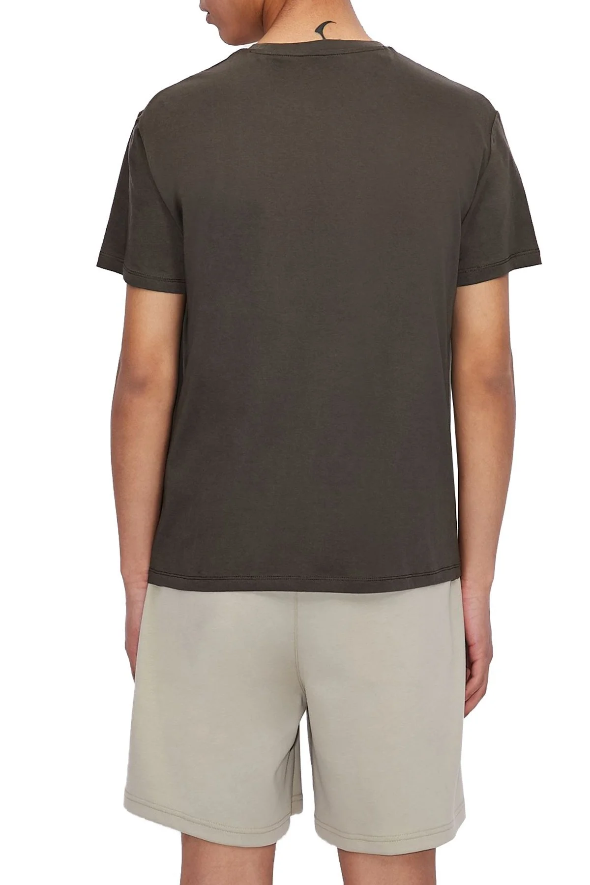 Armani Exchange % 100 Pamuklu Bisiklet Yaka Erkek T Shirt 3KZTAF ZJ4JZ 1855 HAKİ - 2