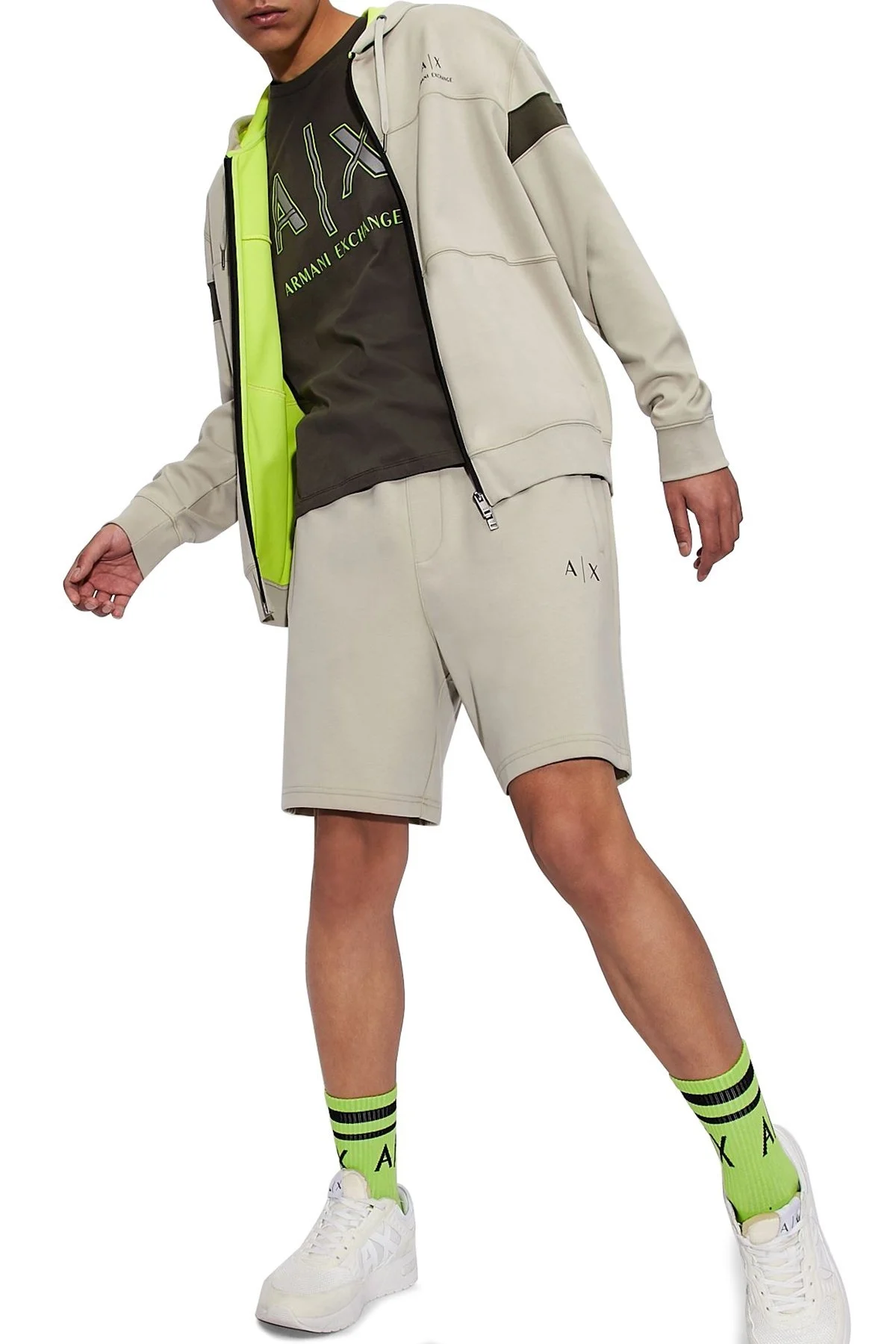 Armani Exchange % 100 Pamuklu Bisiklet Yaka Erkek T Shirt 3KZTAF ZJ4JZ 1855 HAKİ - 3