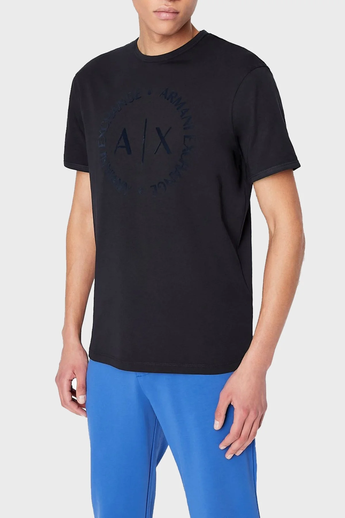 Armani Exchange % 100 Pamuklu Bisiklet Yaka Erkek T Shirt 8NZTCD Z8H4Z 1510 LACİVERT - 1