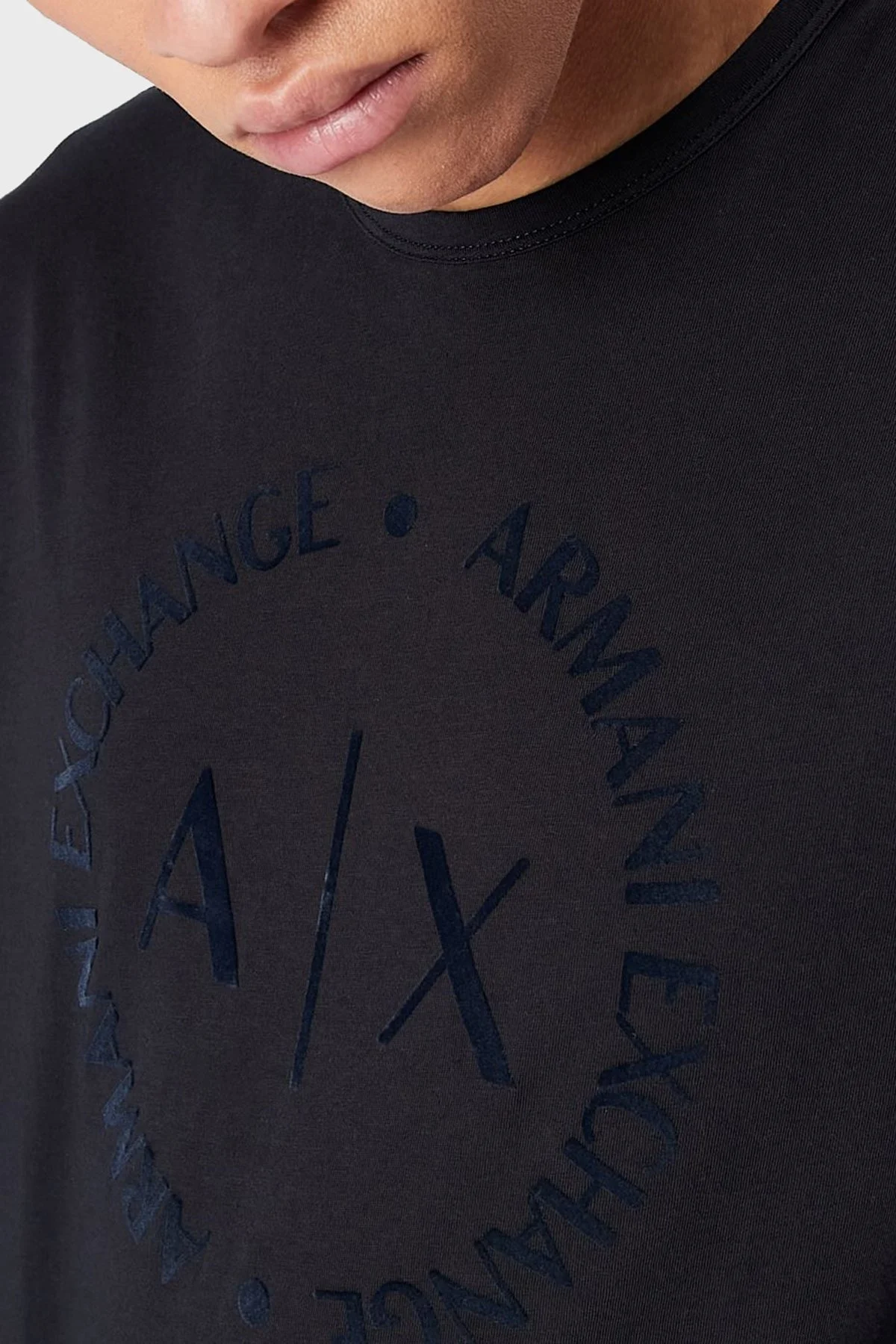 Armani Exchange % 100 Pamuklu Bisiklet Yaka Erkek T Shirt 8NZTCD Z8H4Z 1510 LACİVERT - 2