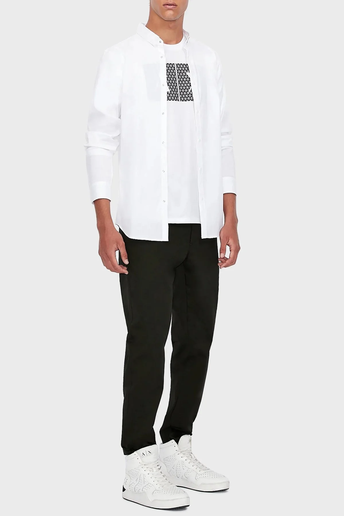 Armani Exchange % 100 Pamuklu Bisiklet Yaka Erkek T Shirt 8NZTCK Z8H4Z 1100 BEYAZ - 7