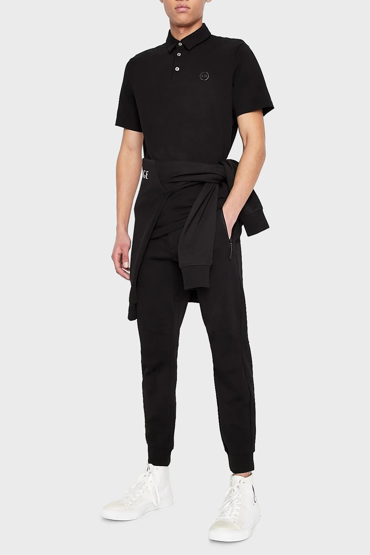 Armani Exchange % 100 Pamuklu Regular Fit Jogger Spor Erkek Pantolon 8NZP73 ZJKRZ 1200 SİYAH - 7