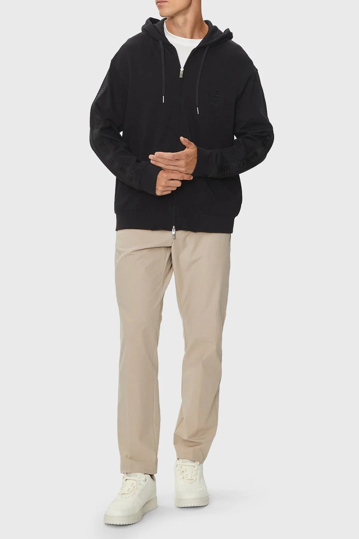 Armani Exchange % 100 Pamuklu Kapüşonlu Erkek Sweat 6DZMLC ZJNNZ 1200 SİYAH - 4