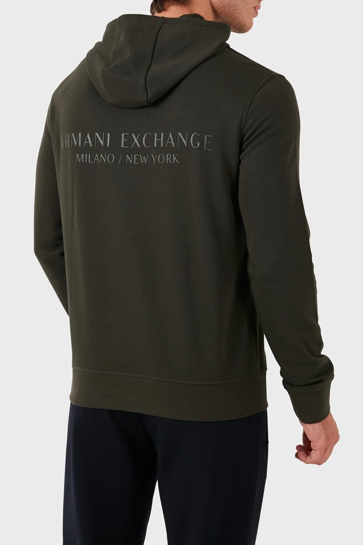 Armani Exchange % 100 Pamuklu Kapüşonlu Erkek Sweat 8NZM94 ZJKRZ 1832 HAKİ - 3