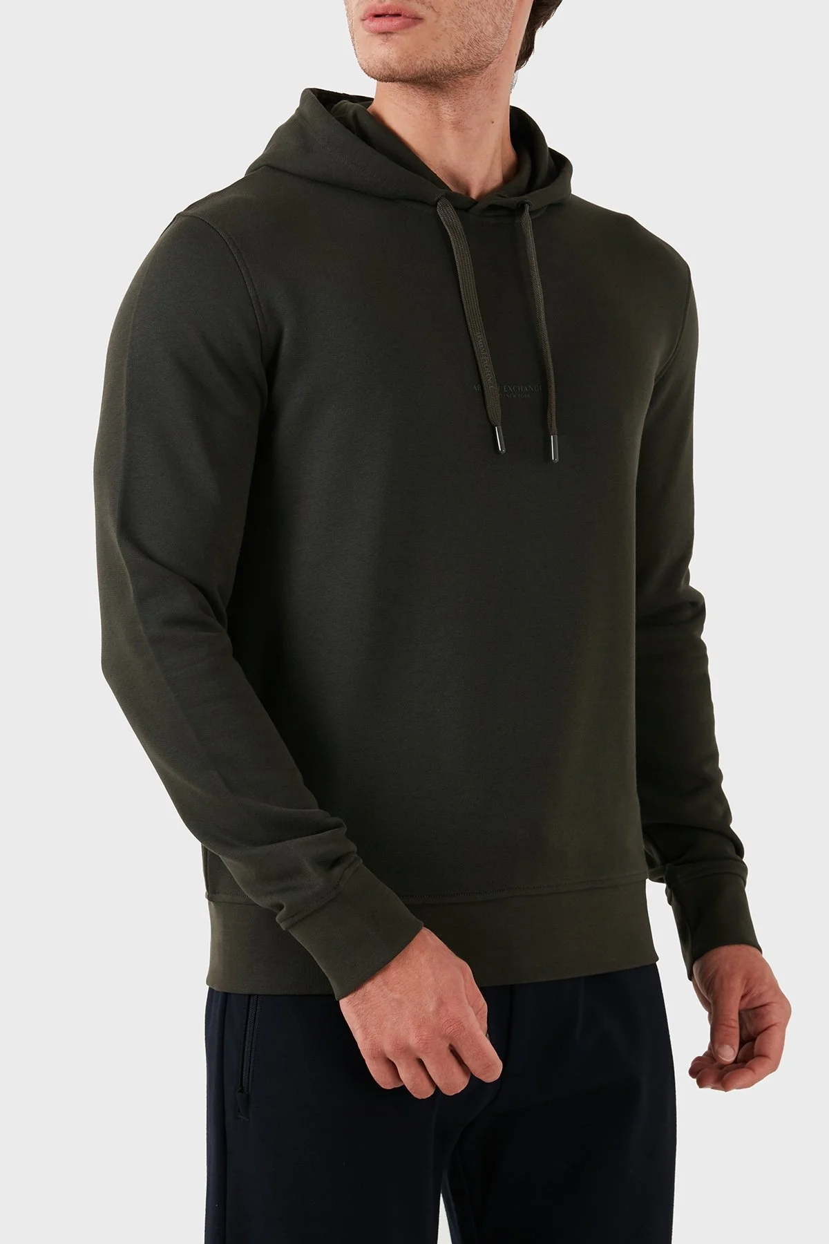 Armani Exchange % 100 Pamuklu Kapüşonlu Erkek Sweat 8NZM94 ZJKRZ 1832 HAKİ - 4